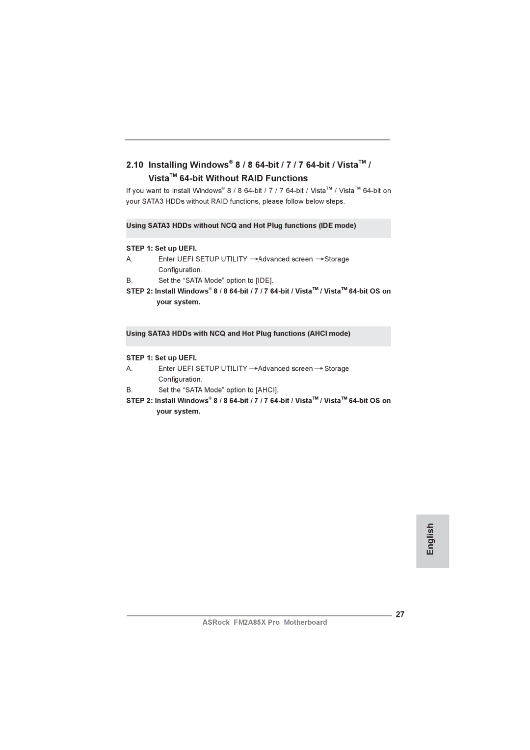 ASRock FM2A85X Pro manual English 