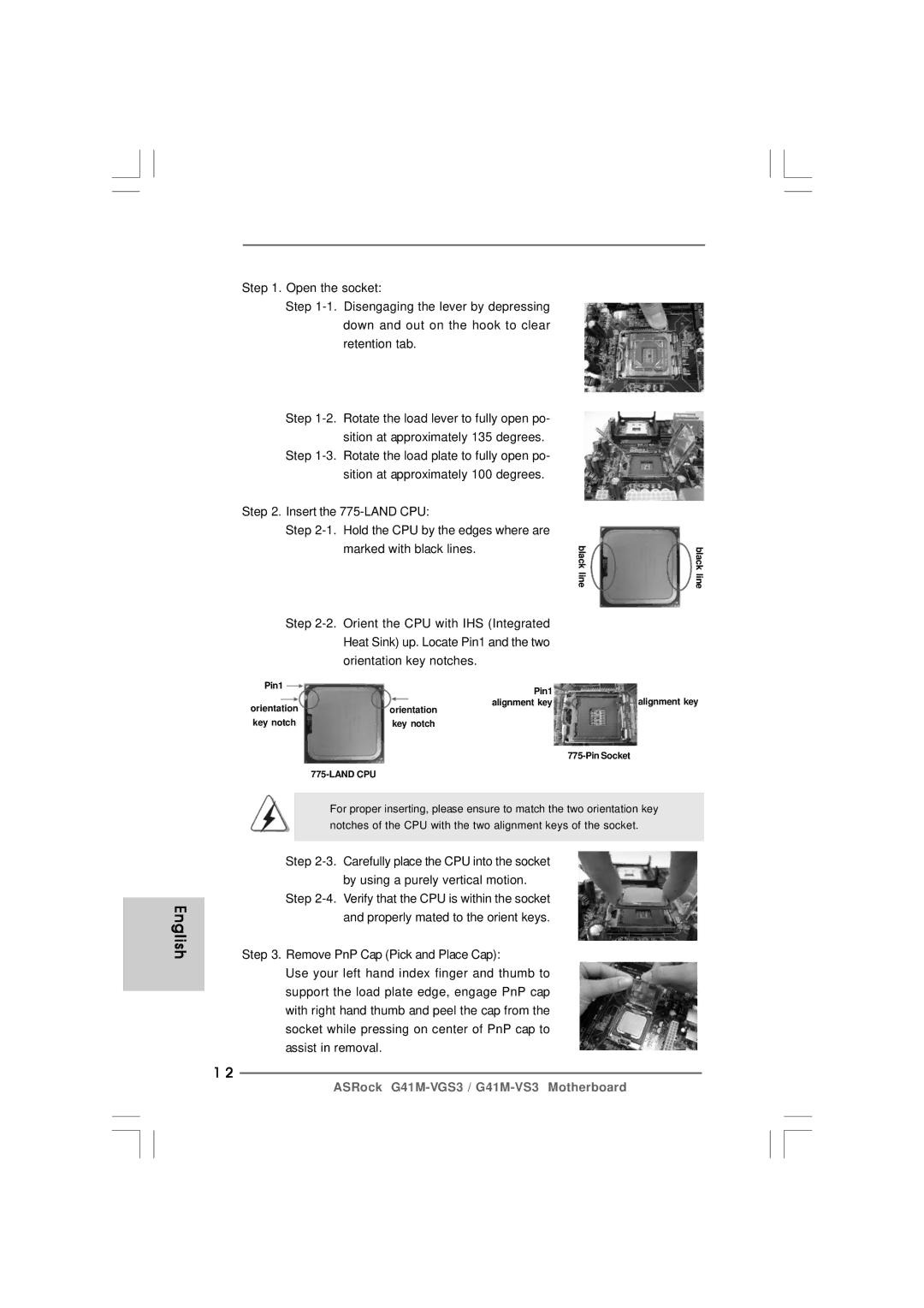 ASRock G41M-VS3 R2.0 manual Land CPU 