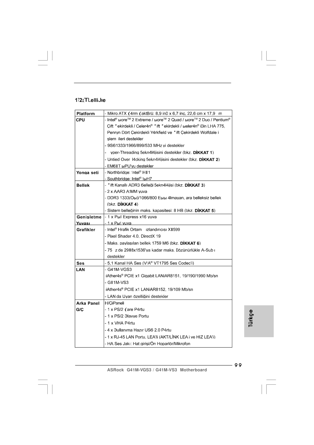 ASRock G41M-VS3 R2.0 manual Türkçe 