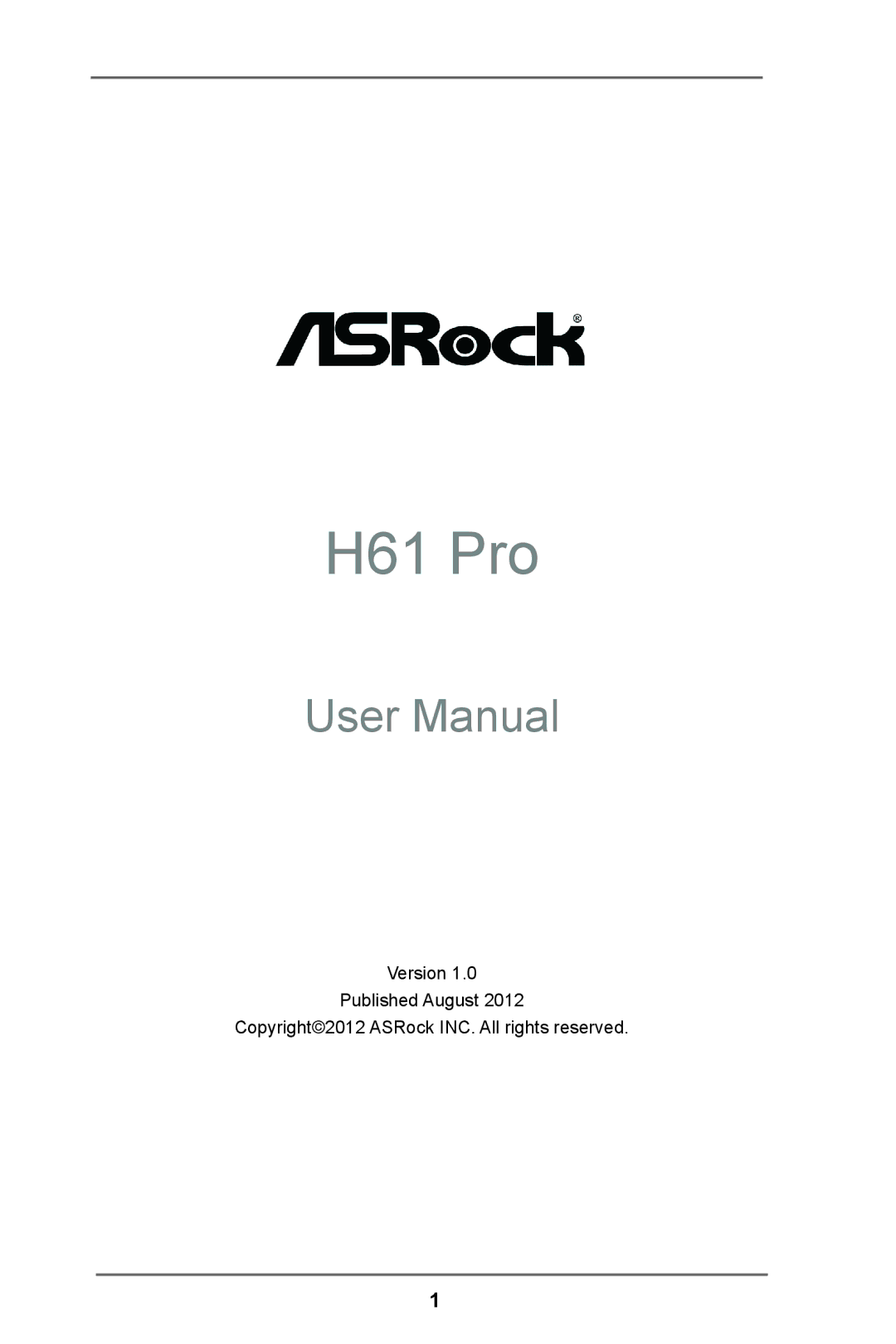 ASRock H61 Pro manual 