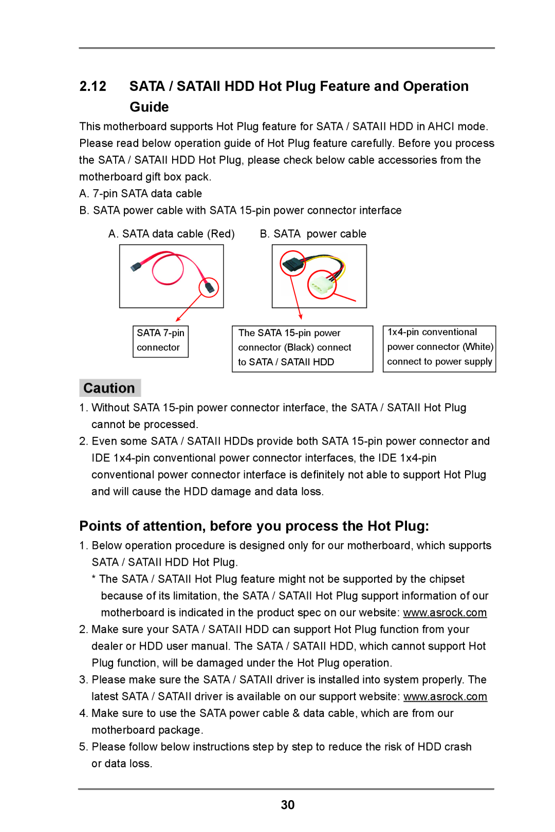 ASRock H61 Pro manual Sata / Sataii HDD Hot Plug Feature and Operation Guide 