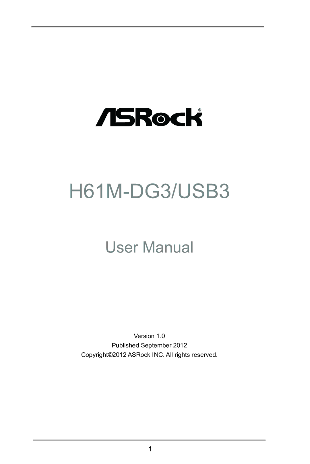 ASRock H61M-DG3/USB3 manual 