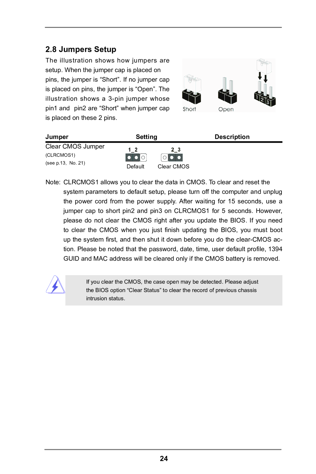 ASRock H61M-DG3/USB3 manual Jumpers Setup, Description 