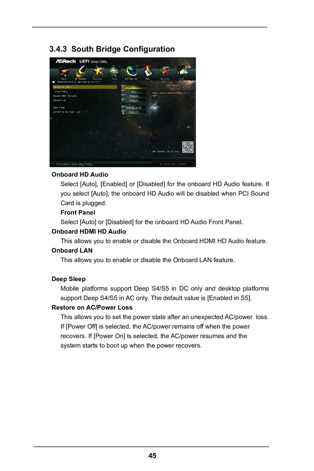 ASRock H61M-DG3/USB3 manual South Bridge Configuration 