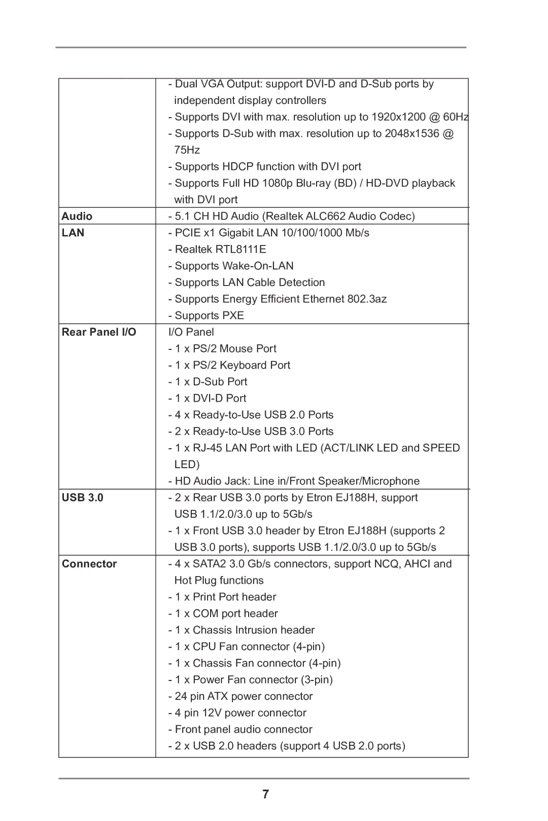 ASRock H61M-DG3/USB3 manual Audio, Rear Panel I/O, Usb, Connector 