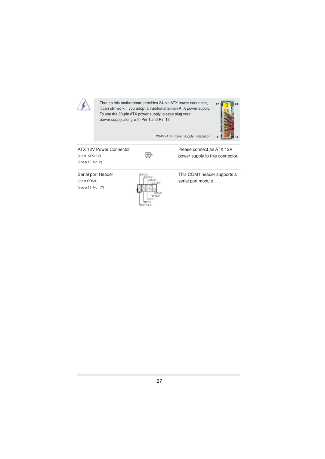 ASRock H61M-DGS manual ATX 12V Power Connector Please connect an ATX 