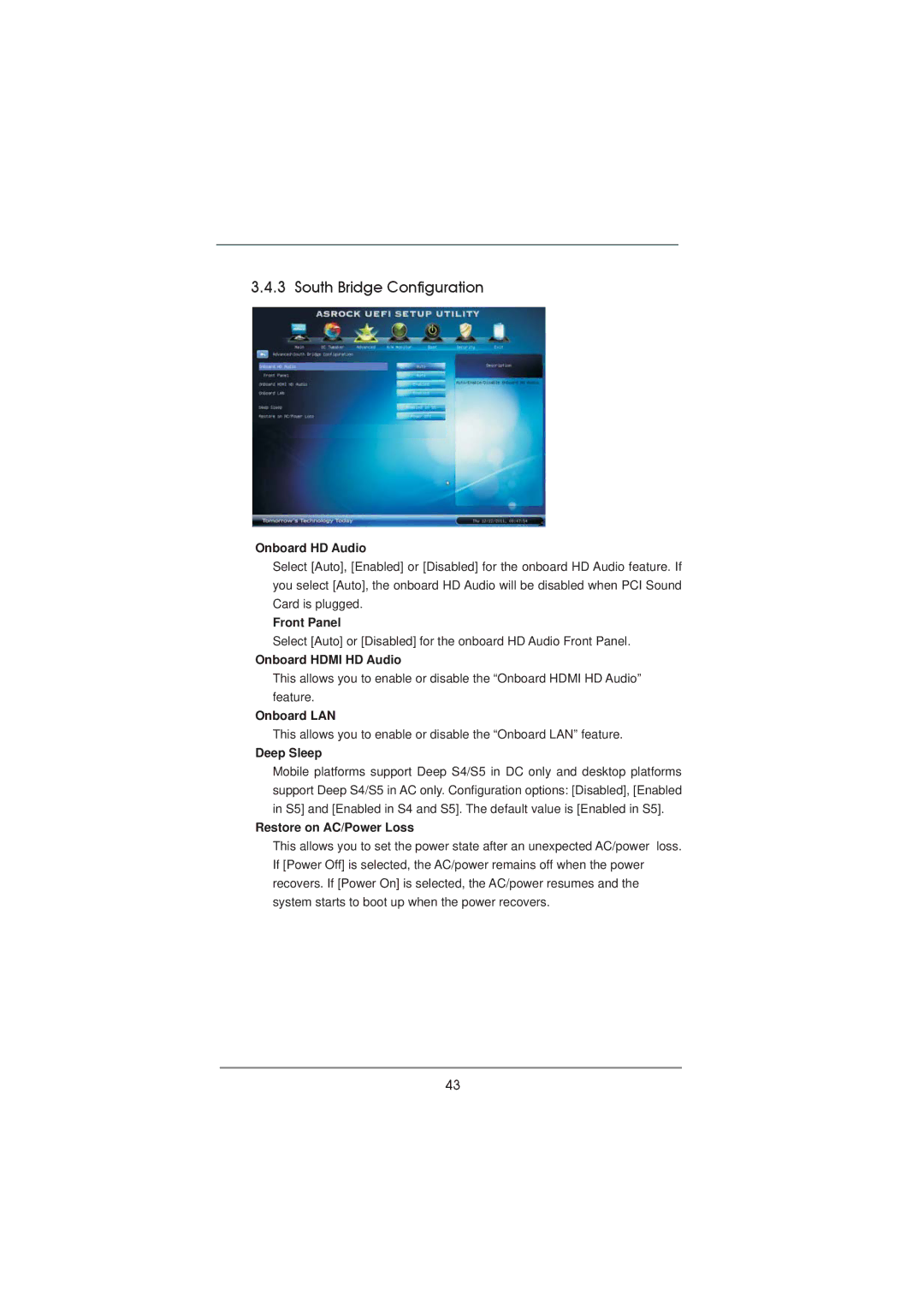 ASRock H61M-DGS manual South Bridge Configuration 