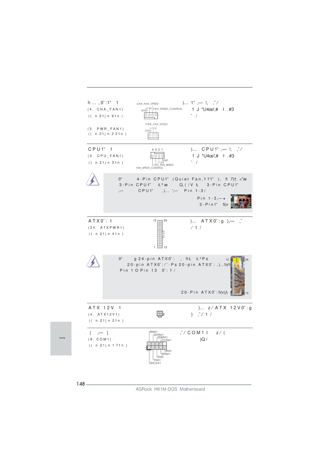 ASRock H61M-DGS manual 148, 個接頭。 