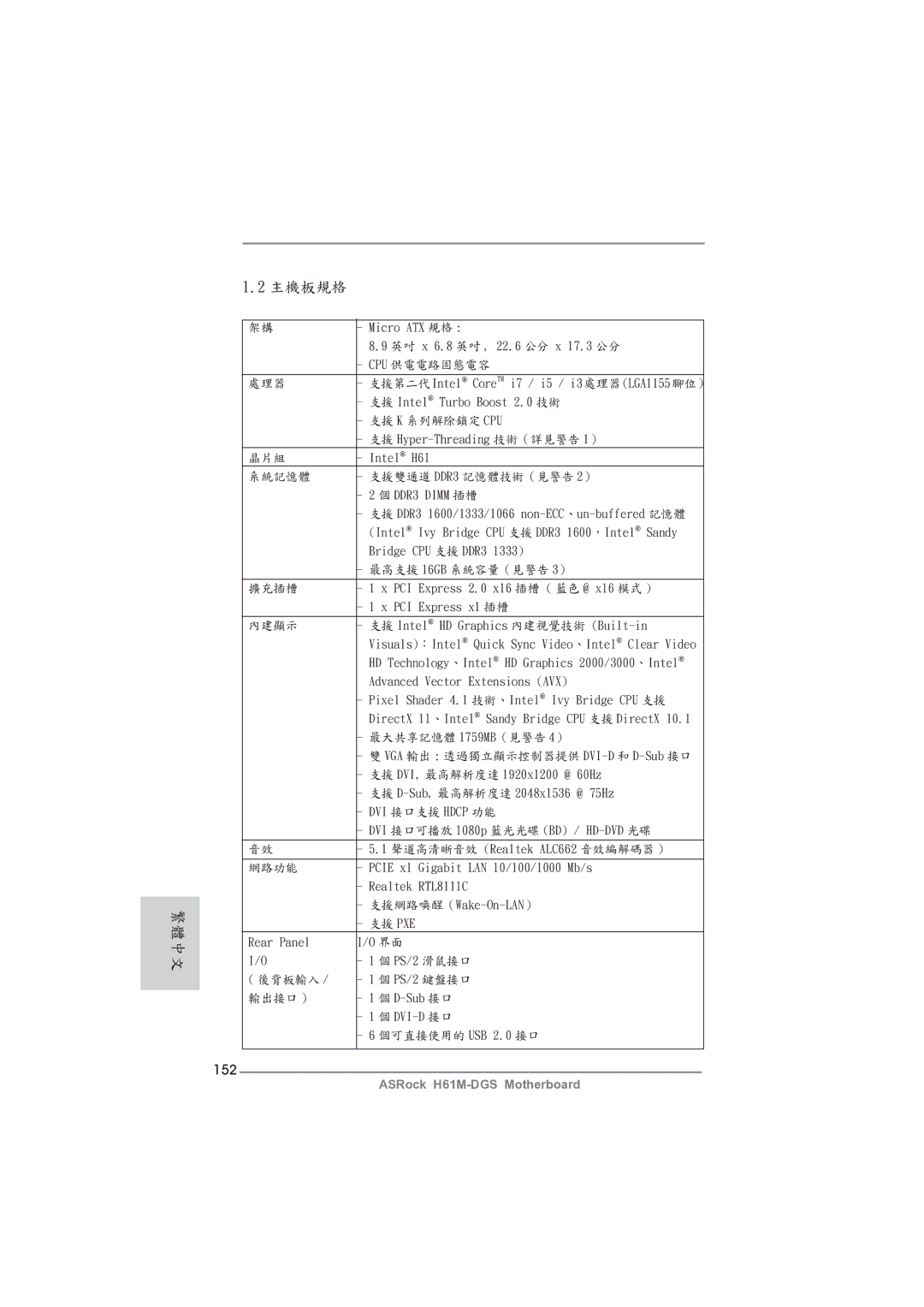 ASRock H61M-DGS manual 152 