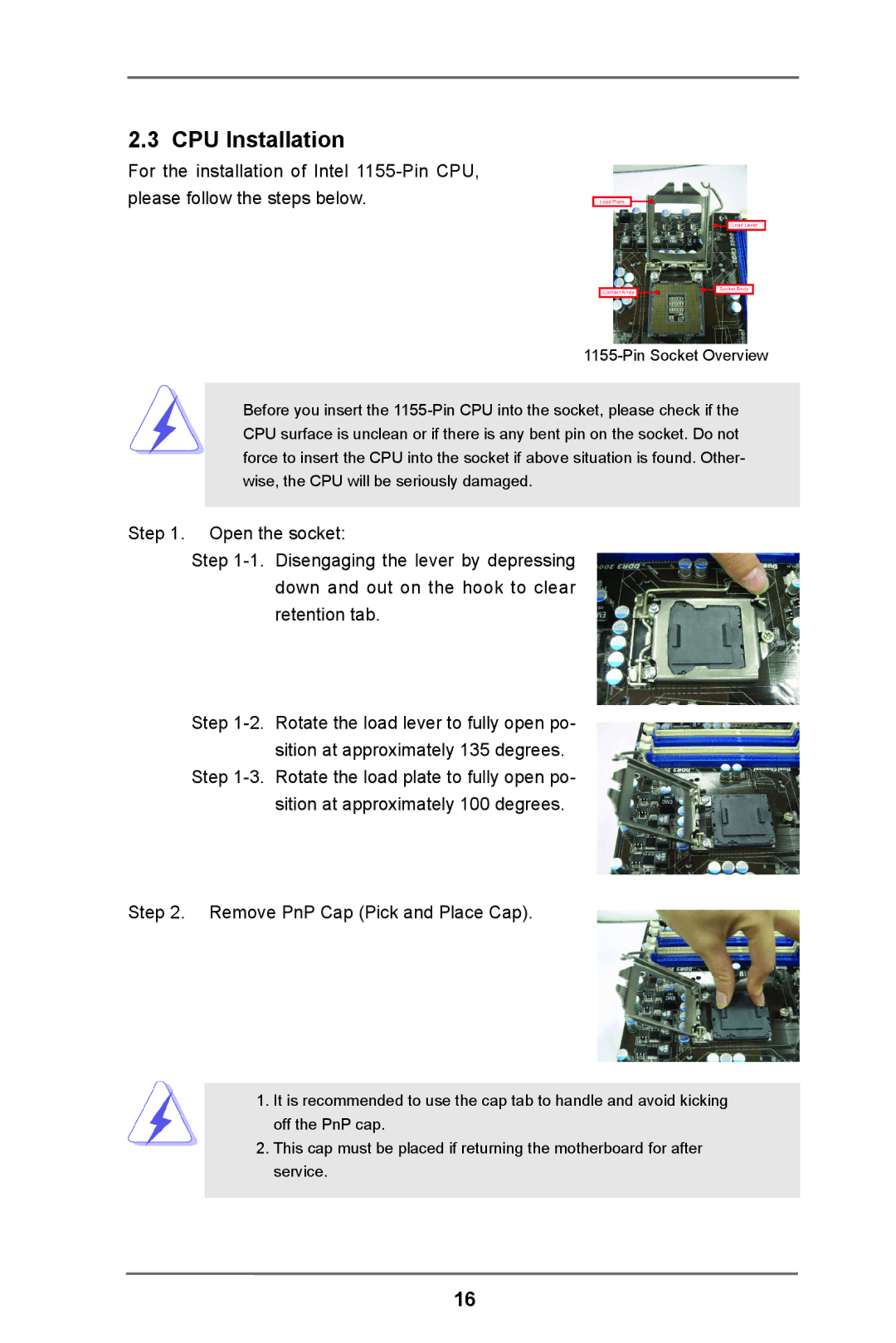 ASRock H61M-DP3 manual CPU Installation 