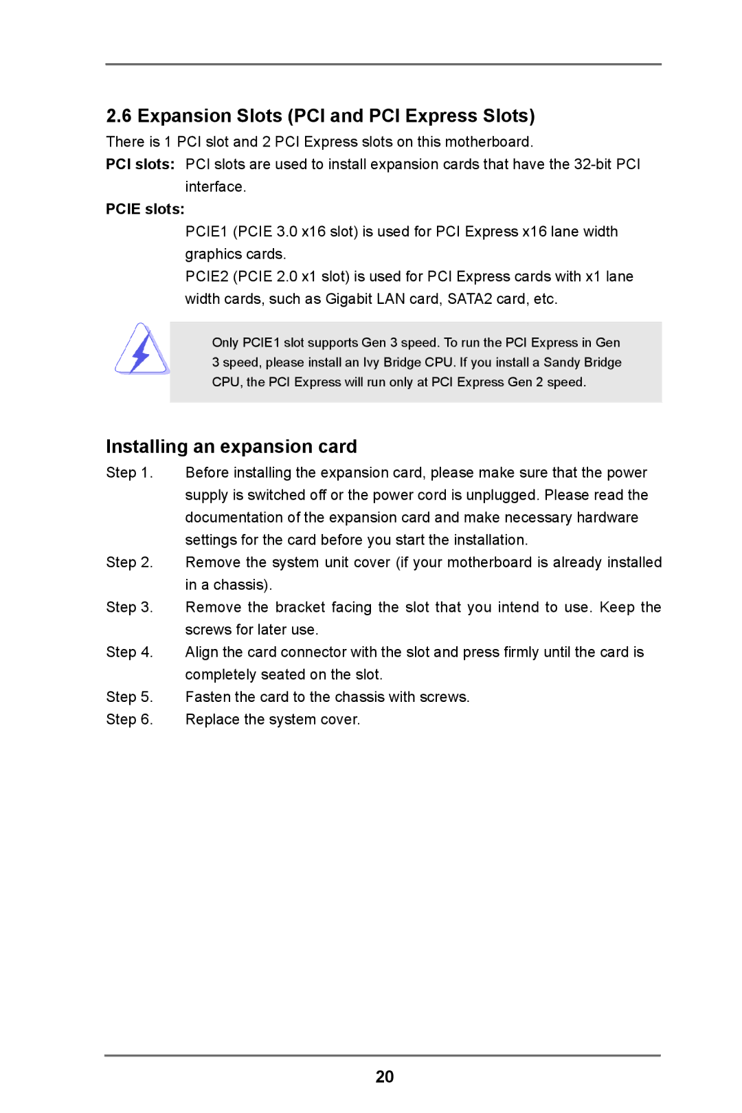 ASRock H61M-DP3 manual Expansion Slots PCI and PCI Express Slots, Installing an expansion card, Pcie slots 