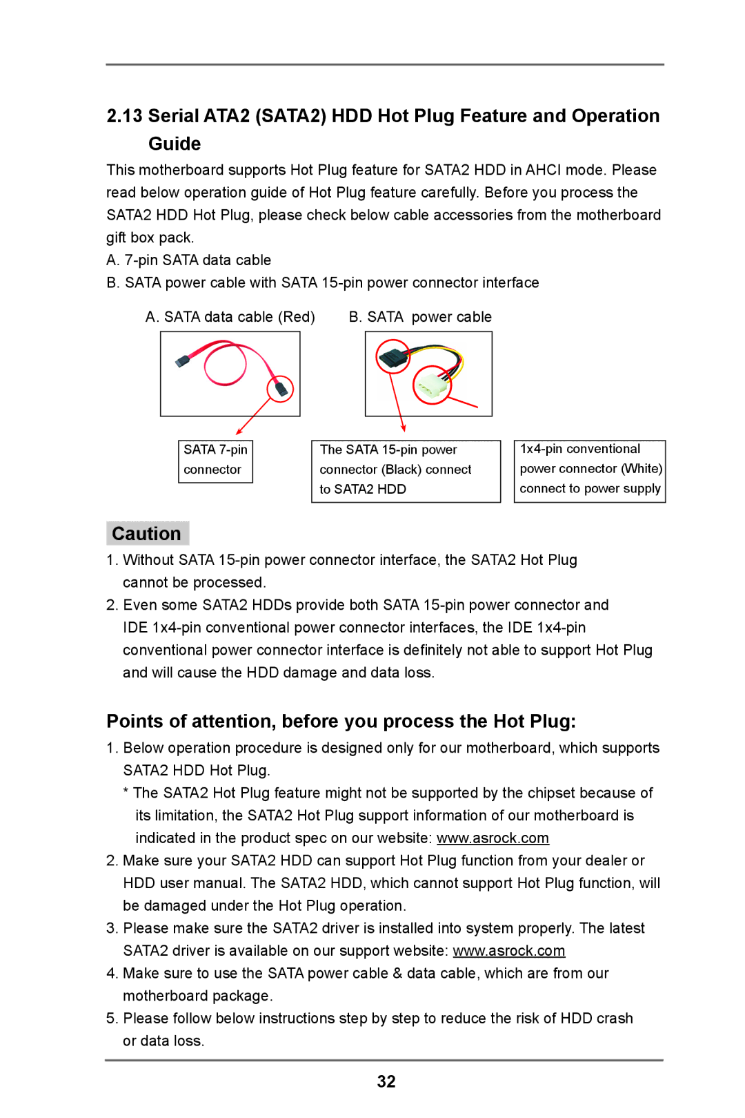 ASRock H61M-DP3 manual Serial ATA2 SATA2 HDD Hot Plug Feature and Operation Guide 