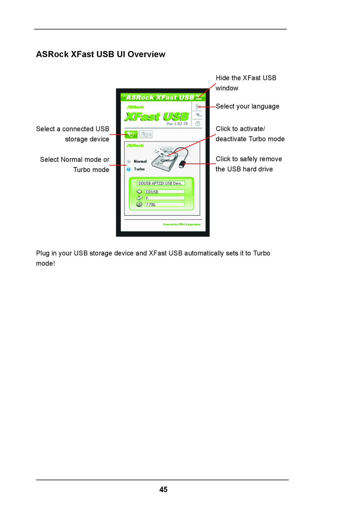 ASRock H61M-DP3 manual ASRock XFast USB UI Overview 