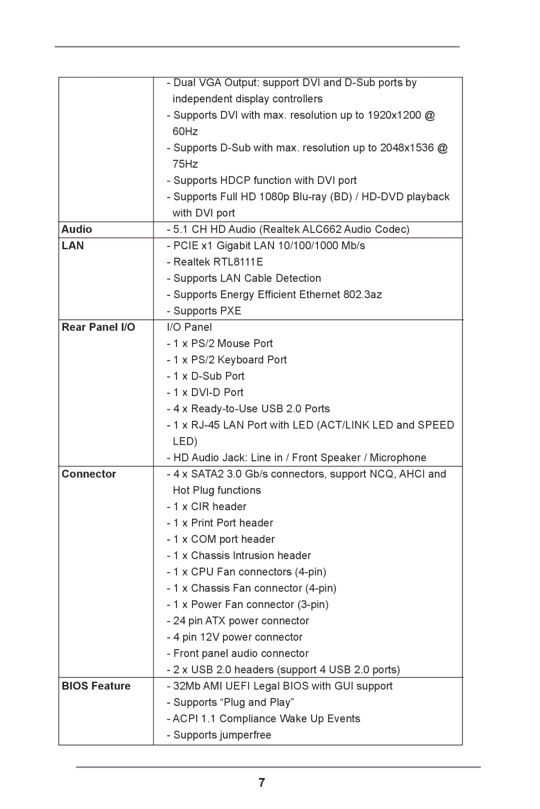 ASRock H61M-DP3 manual Audio, Rear Panel I/O, Connector 