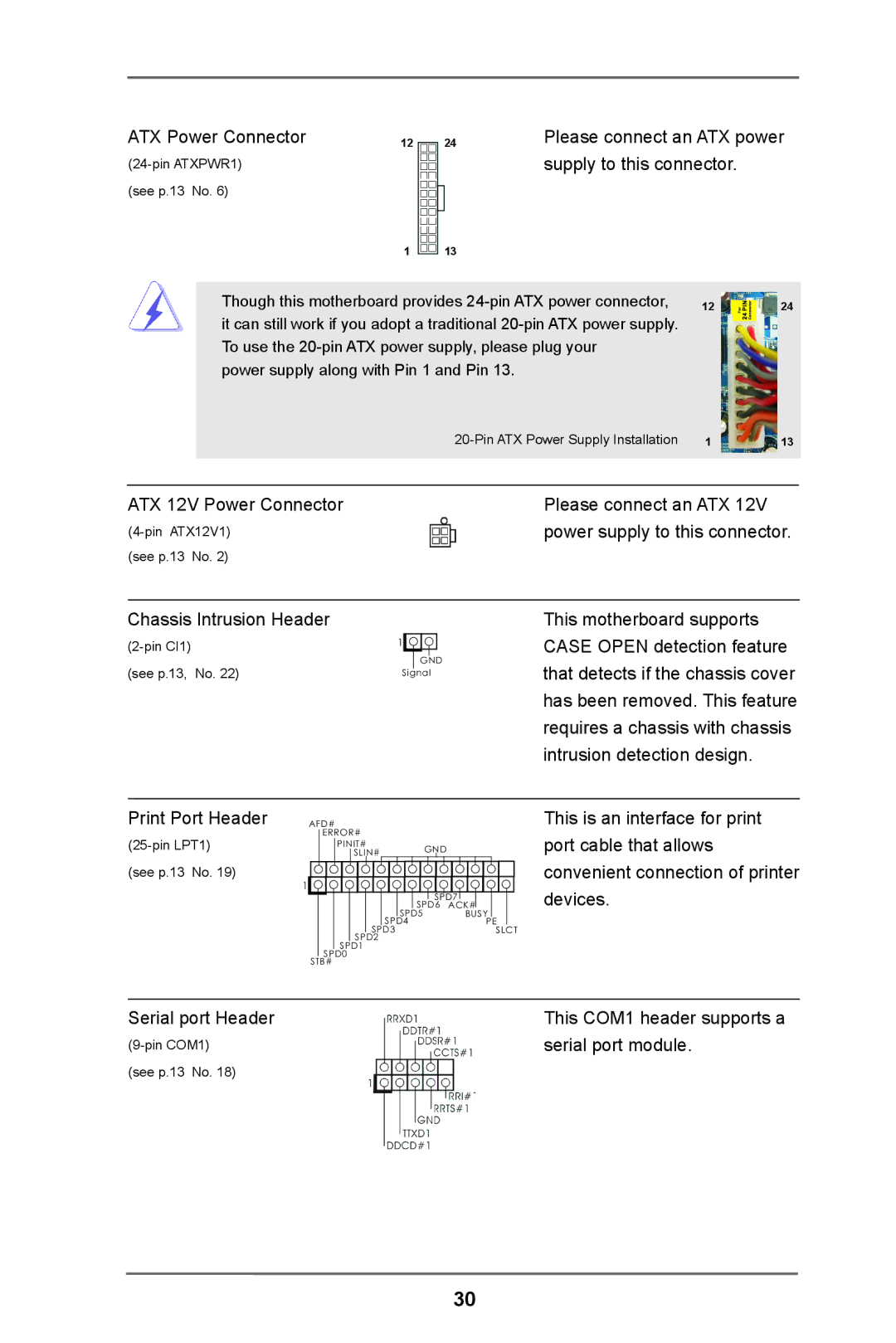 ASRock H61M-DPS manual ATX Power Connector, Please connect an ATX power supply to this connector 