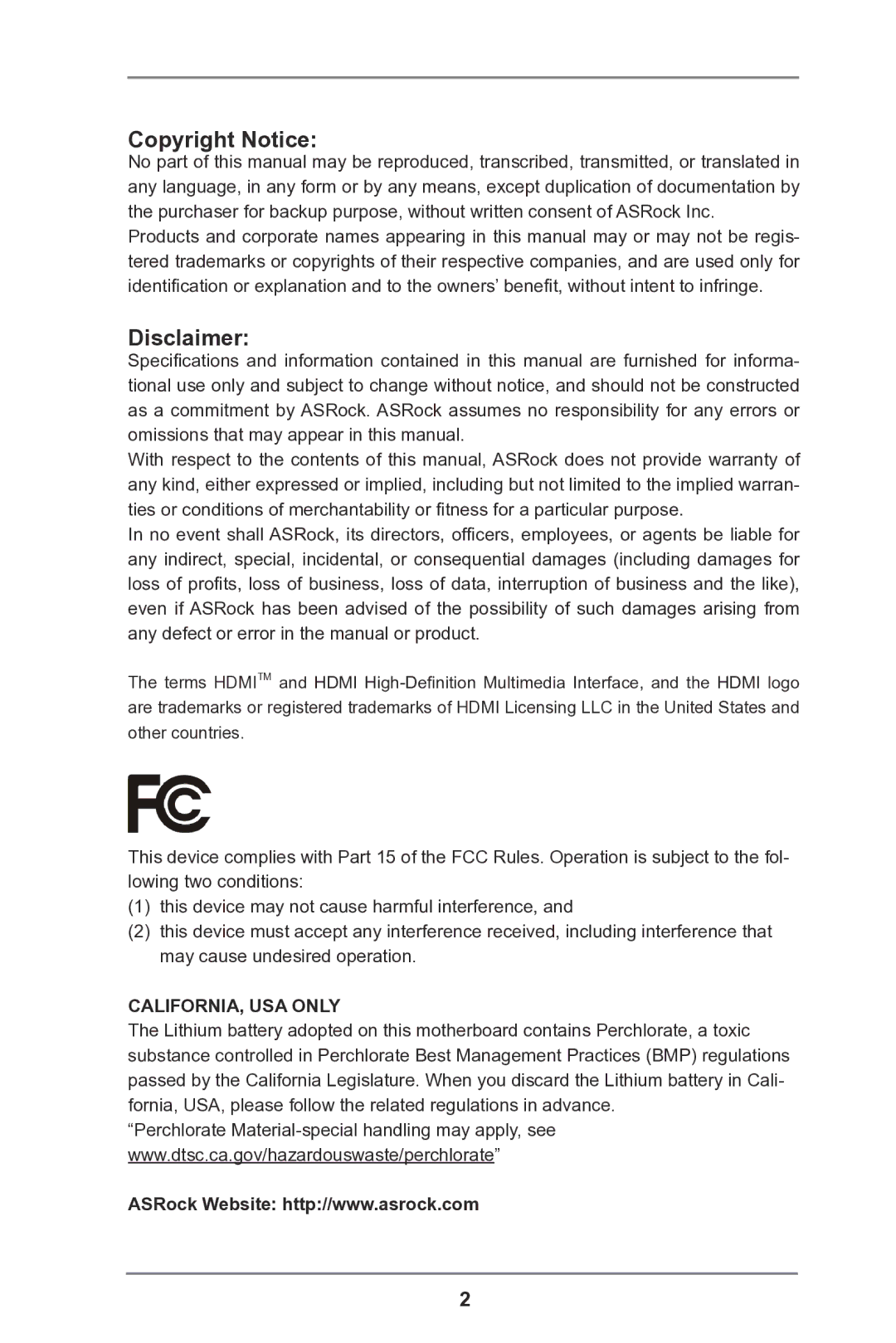 ASRock H61M-HG4 manual Copyright Notice, Disclaimer 