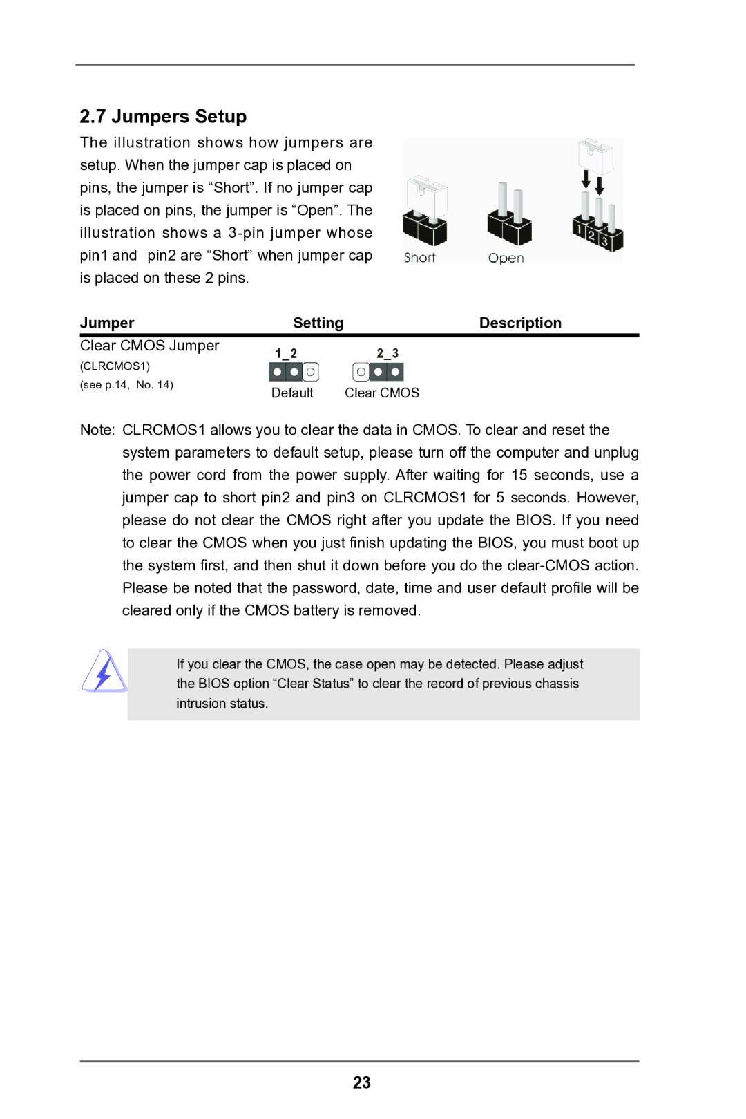 ASRock H61M-HG4 manual Jumpers Setup, Description 