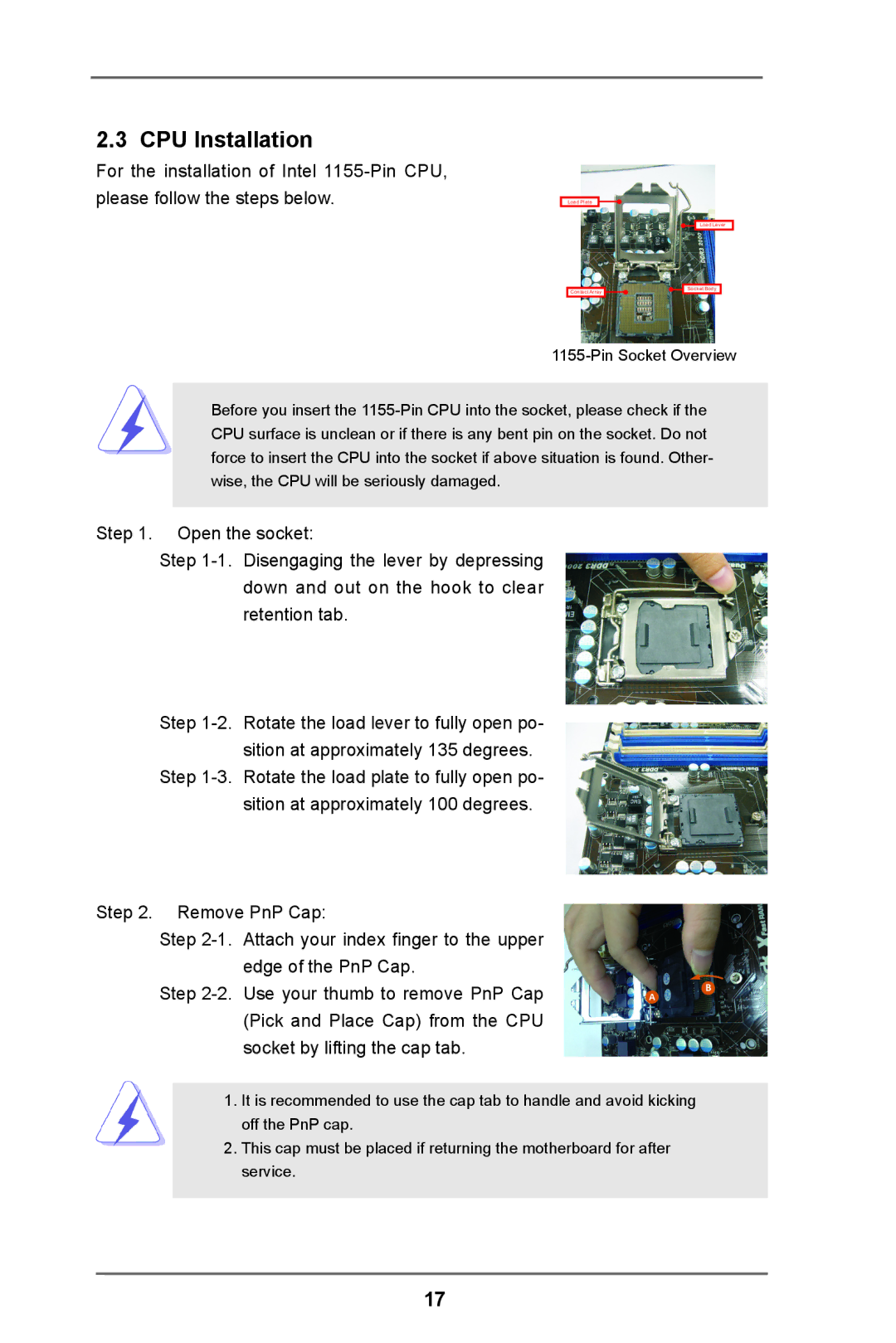 ASRock H61M-HP4 manual CPU Installation 