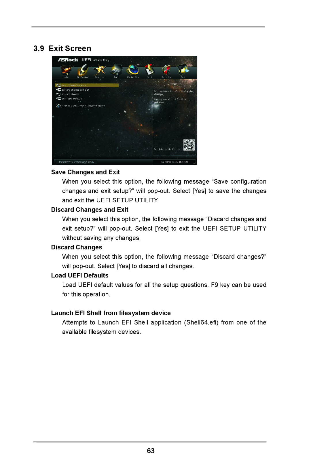 ASRock H61M-HP4 manual Exit Screen 