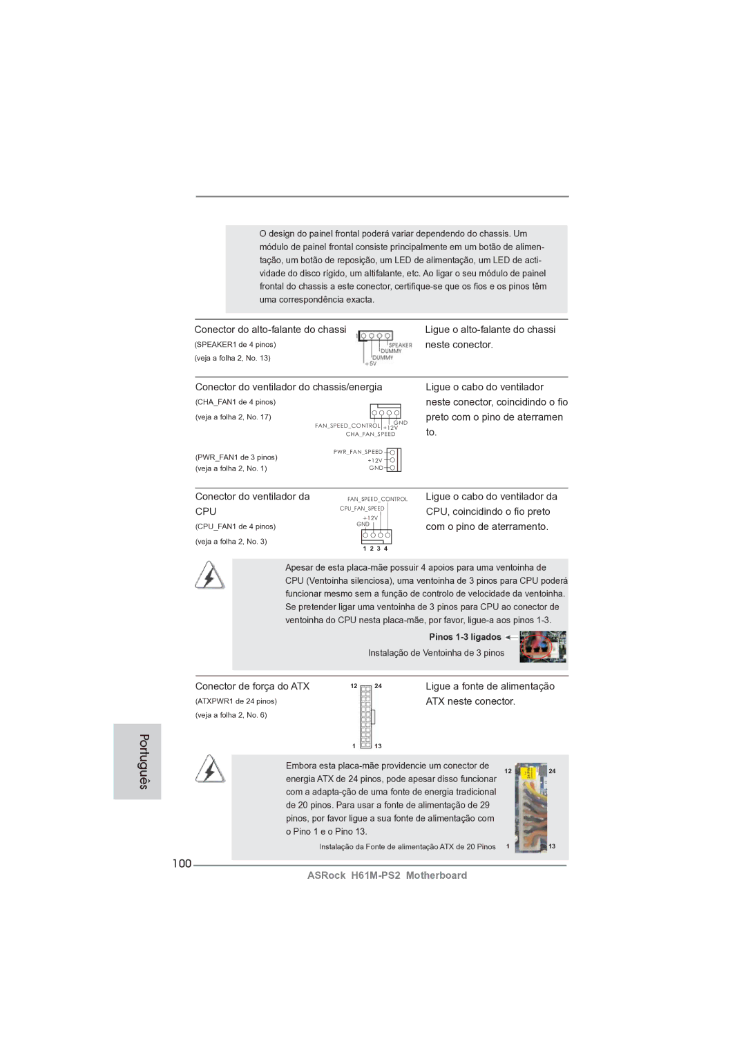 ASRock H61M-PS2 manual 100 