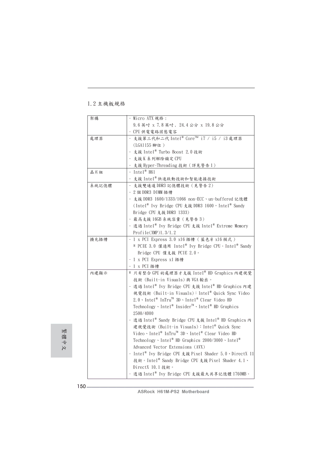 ASRock H61M-PS2 manual 150 