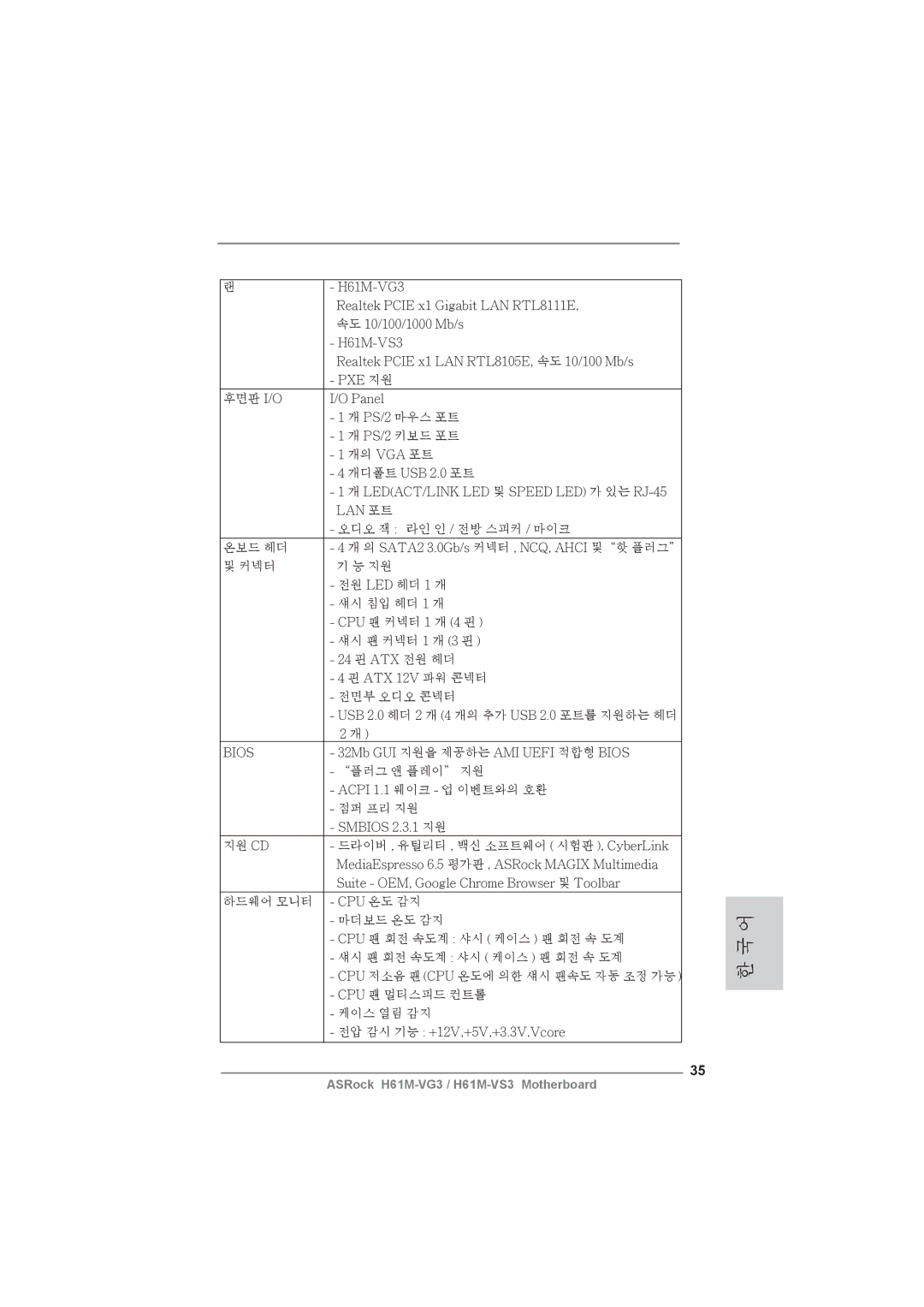 ASRock H61M-VG3 manual 오디오 잭 라인 인 / 전방 스피커 / 마이크 온보드 헤더 