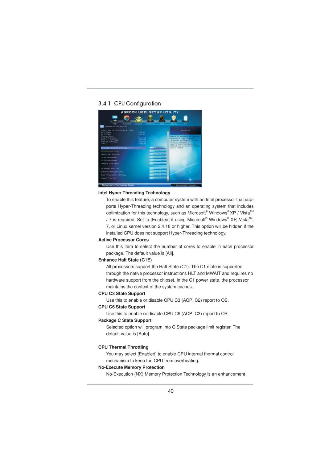 ASRock H71M-DGS manual CPU Configuration 