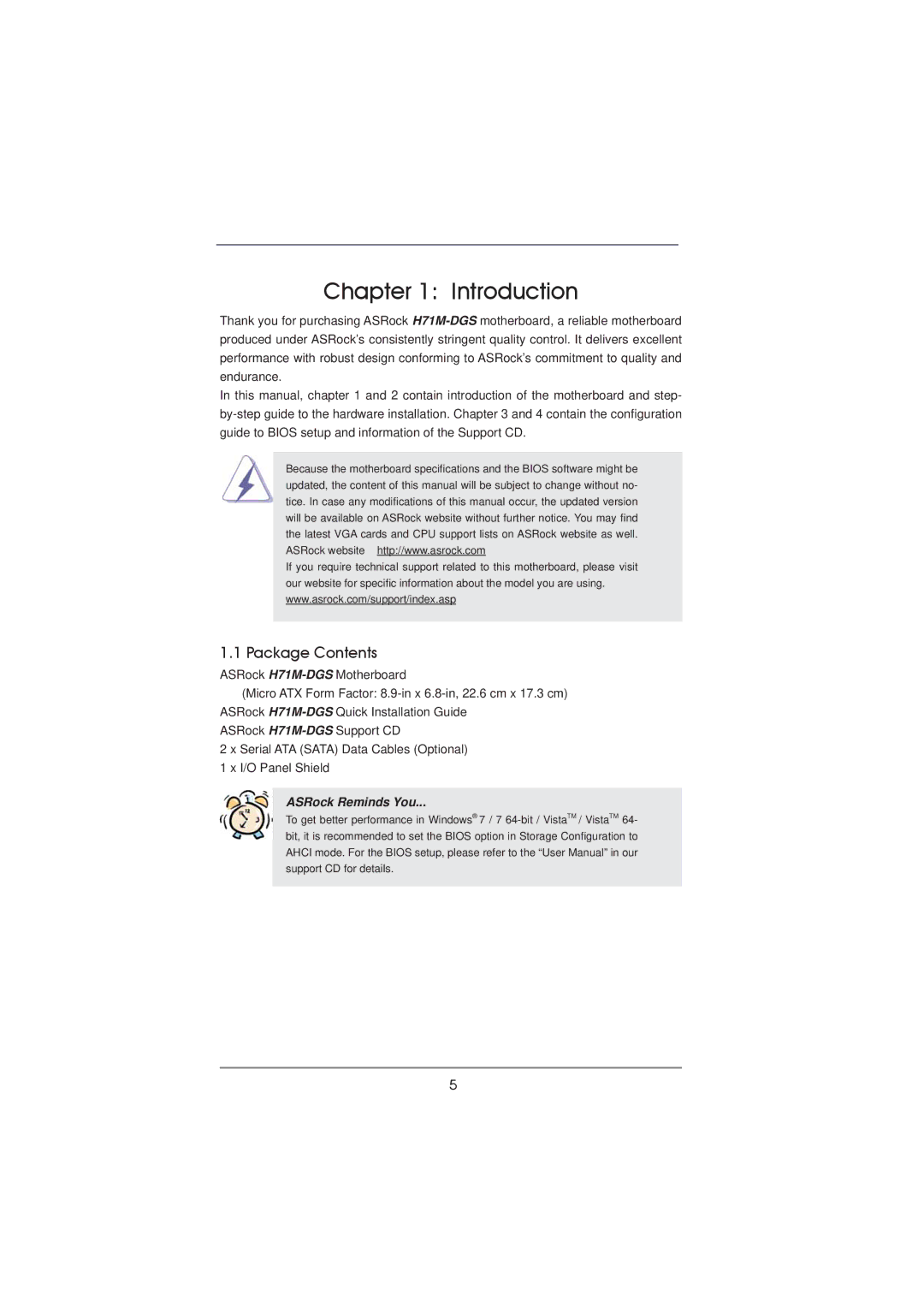 ASRock H71M-DGS manual Introduction, Package Contents 