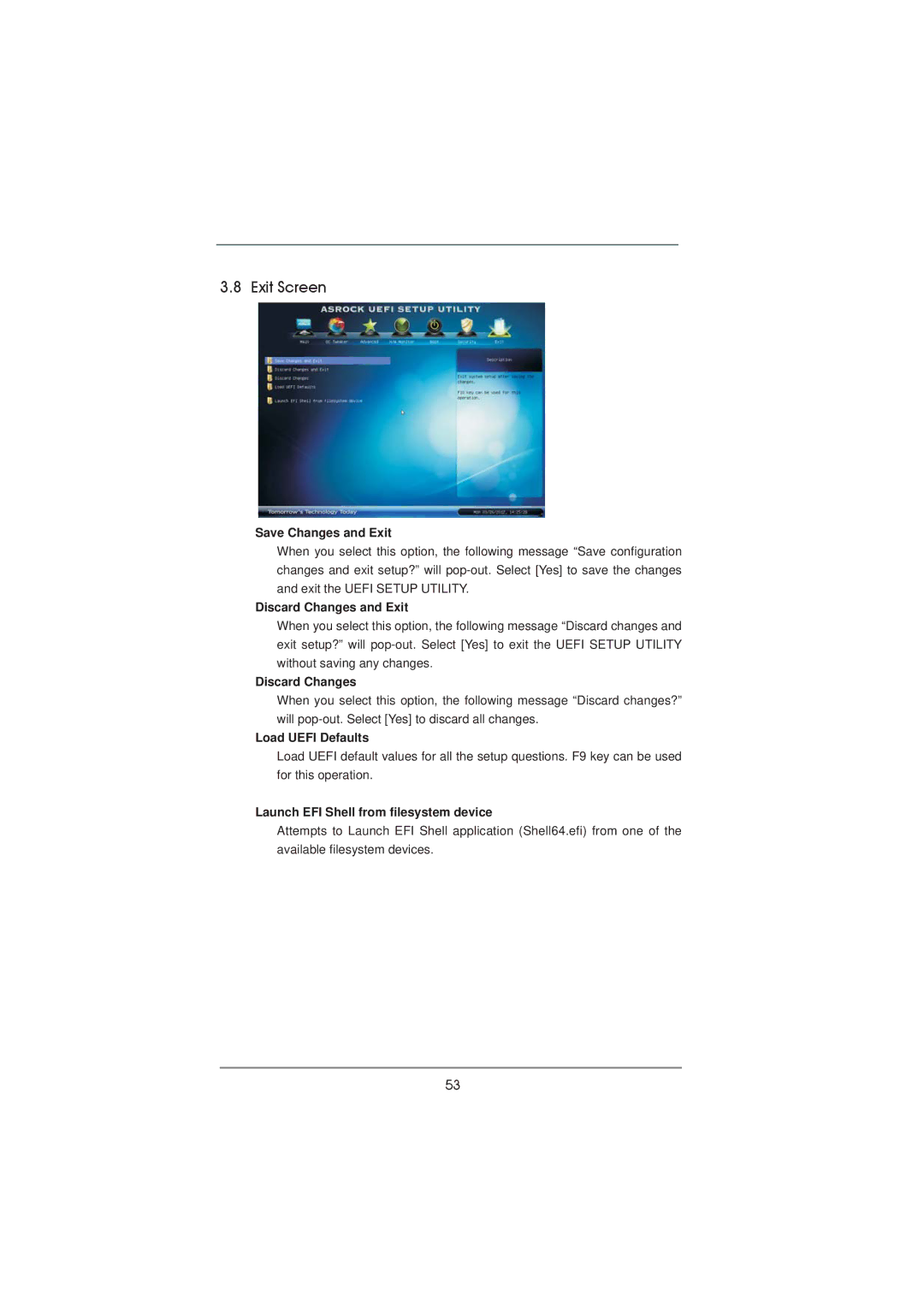 ASRock H71M-DGS manual Exit Screen 