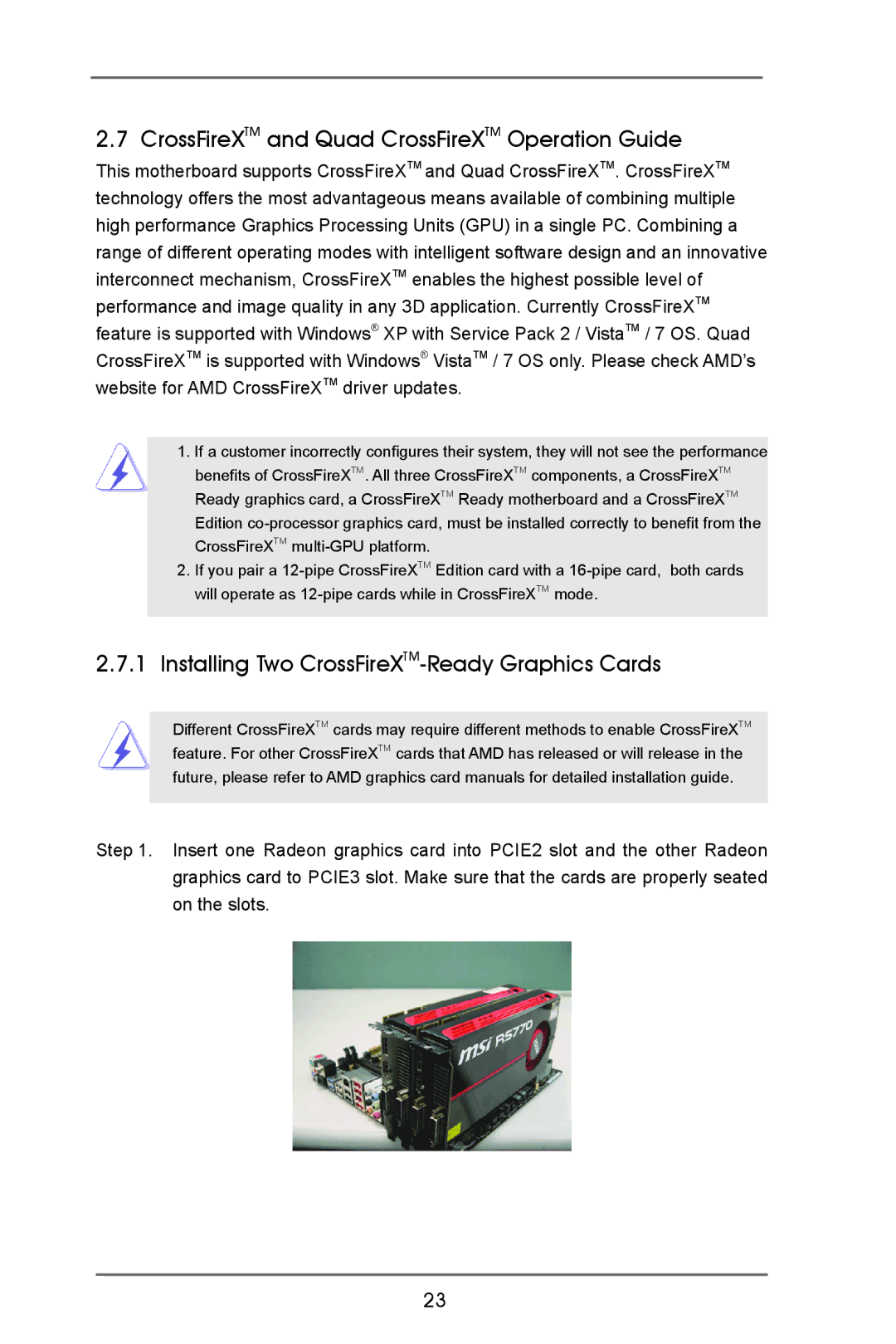 ASRock H77 Pro4/MVP CrossFireXTM and Quad CrossFireXTM Operation Guide, Installing Two CrossFireXTM-Ready Graphics Cards 