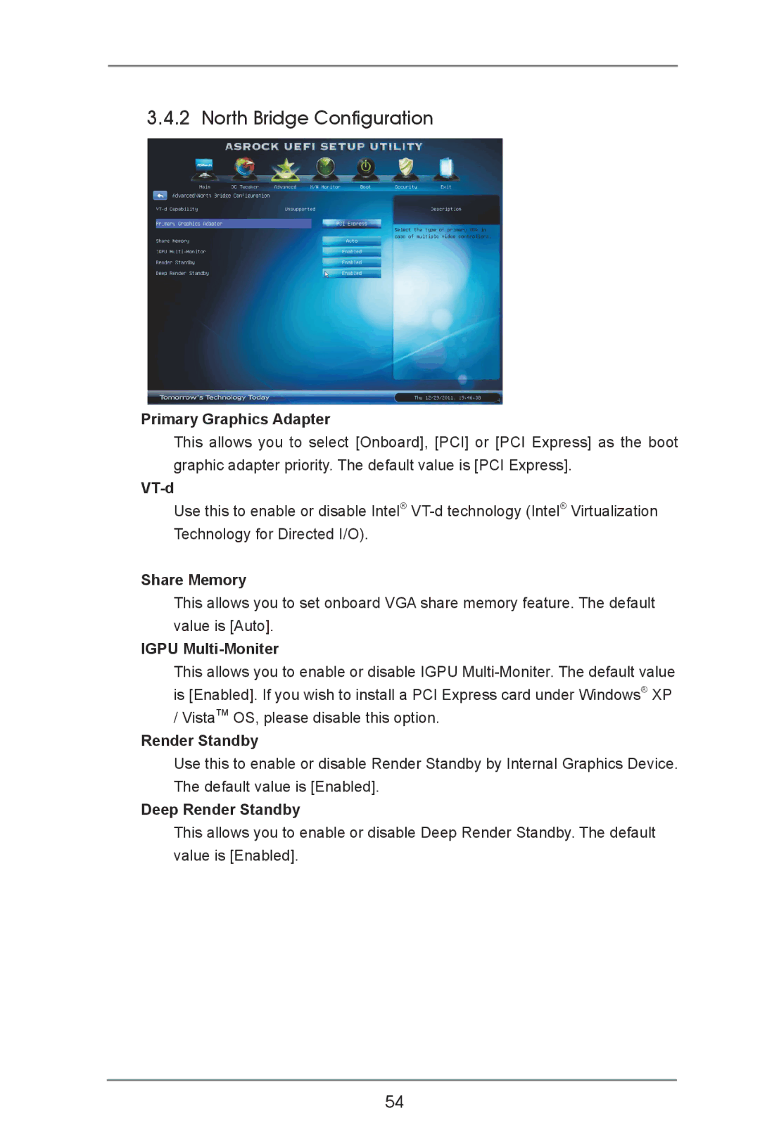 ASRock H77 Pro4/MVP manual North Bridge Configuration 