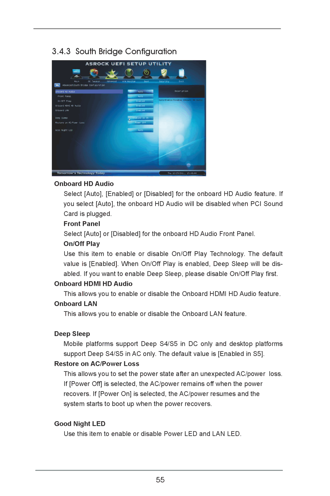 ASRock H77 Pro4/MVP manual South Bridge Configuration 