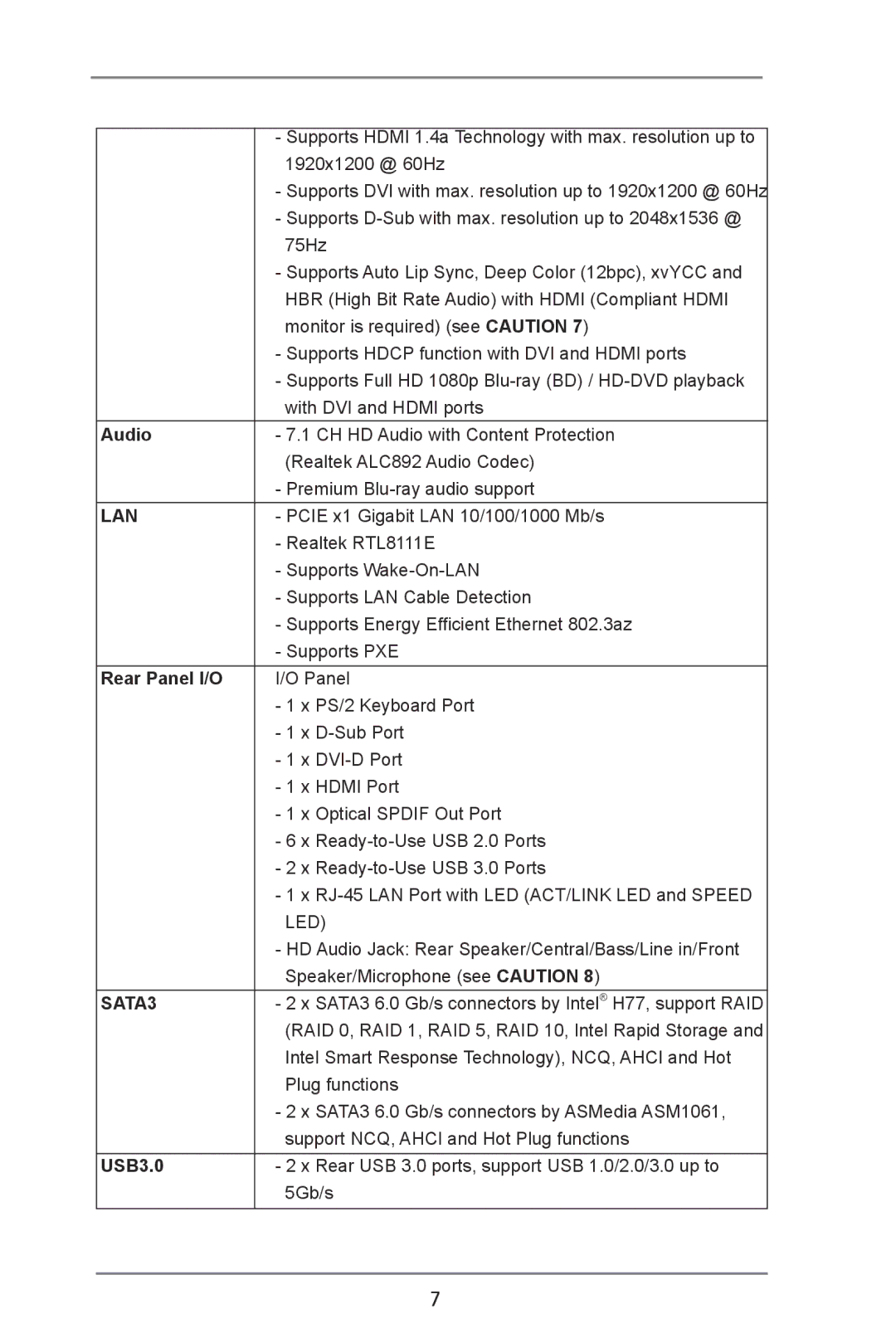 ASRock H77 Pro4/MVP manual Audio, Rear Panel I/O, USB3.0 