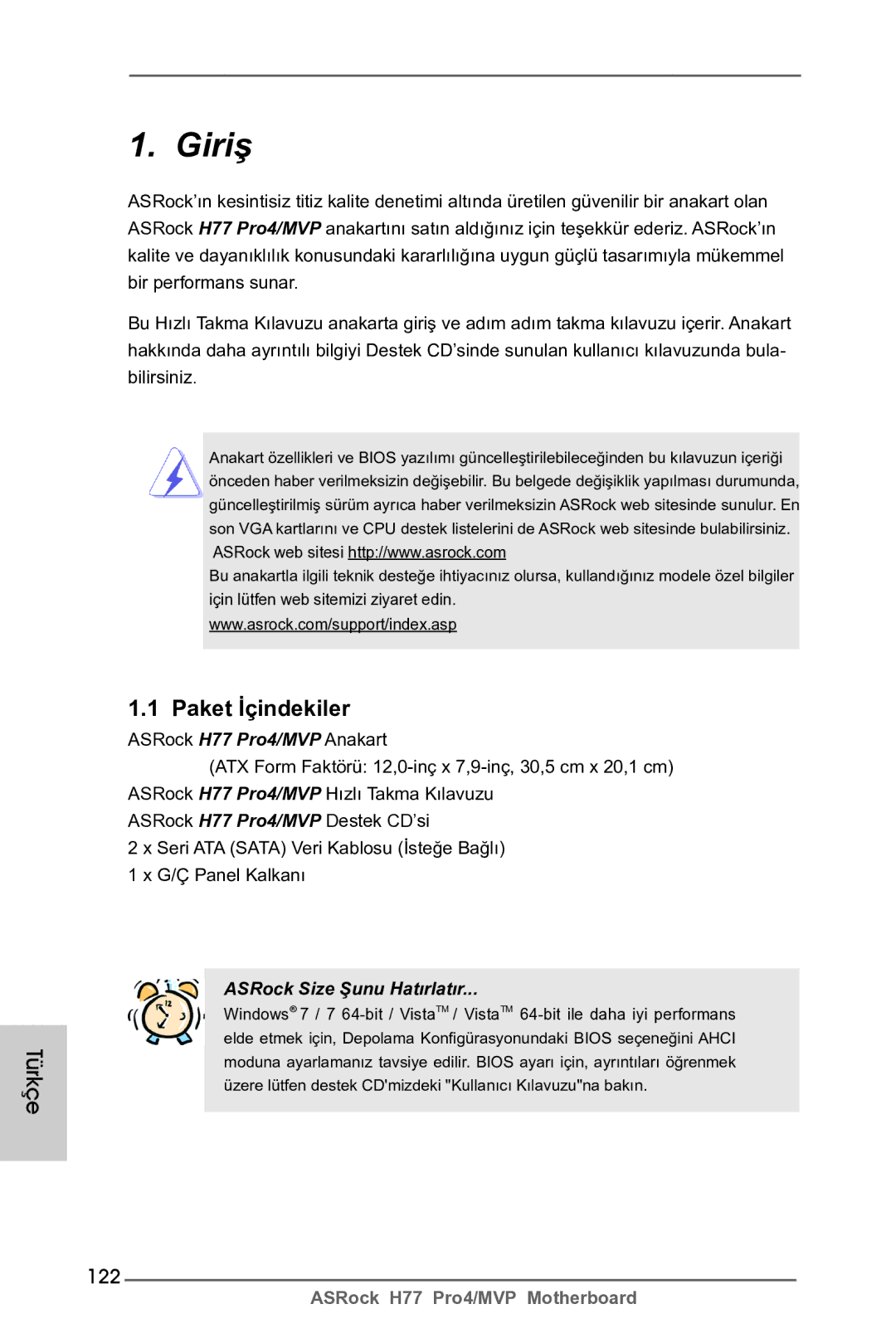 ASRock H77 Pro4/MVP manual Türkçe, 122 