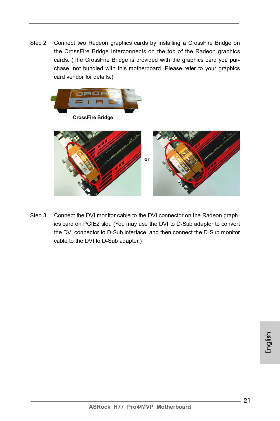 ASRock H77 Pro4/MVP manual CrossFire Bridge 