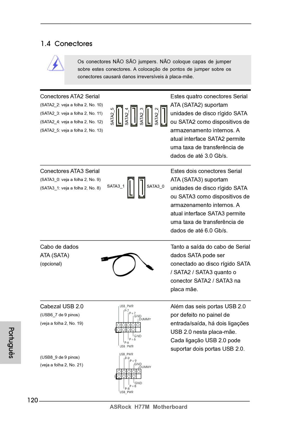 ASRock H77M manual Conectores, 120 