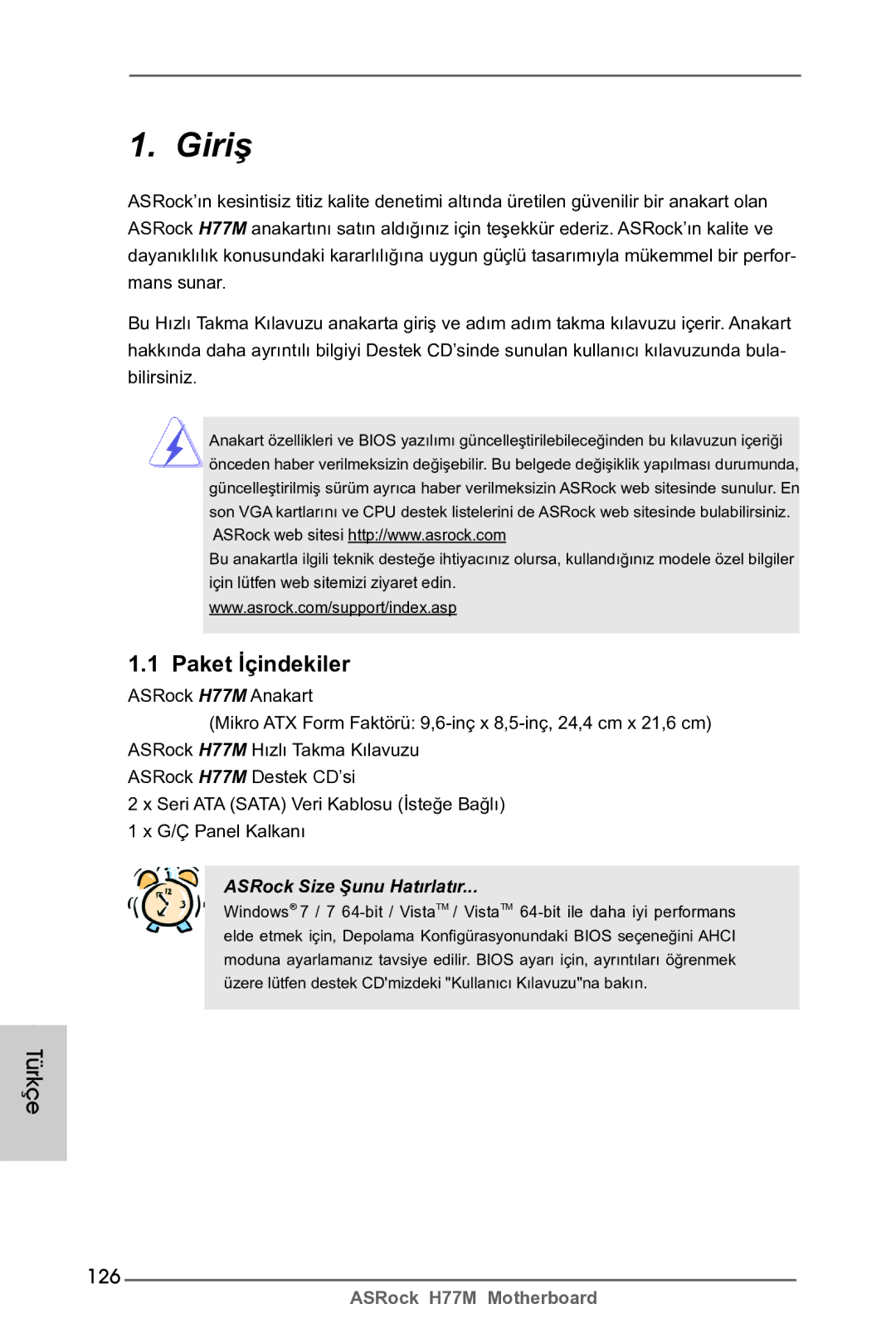 ASRock H77M manual Türkçe, 126 