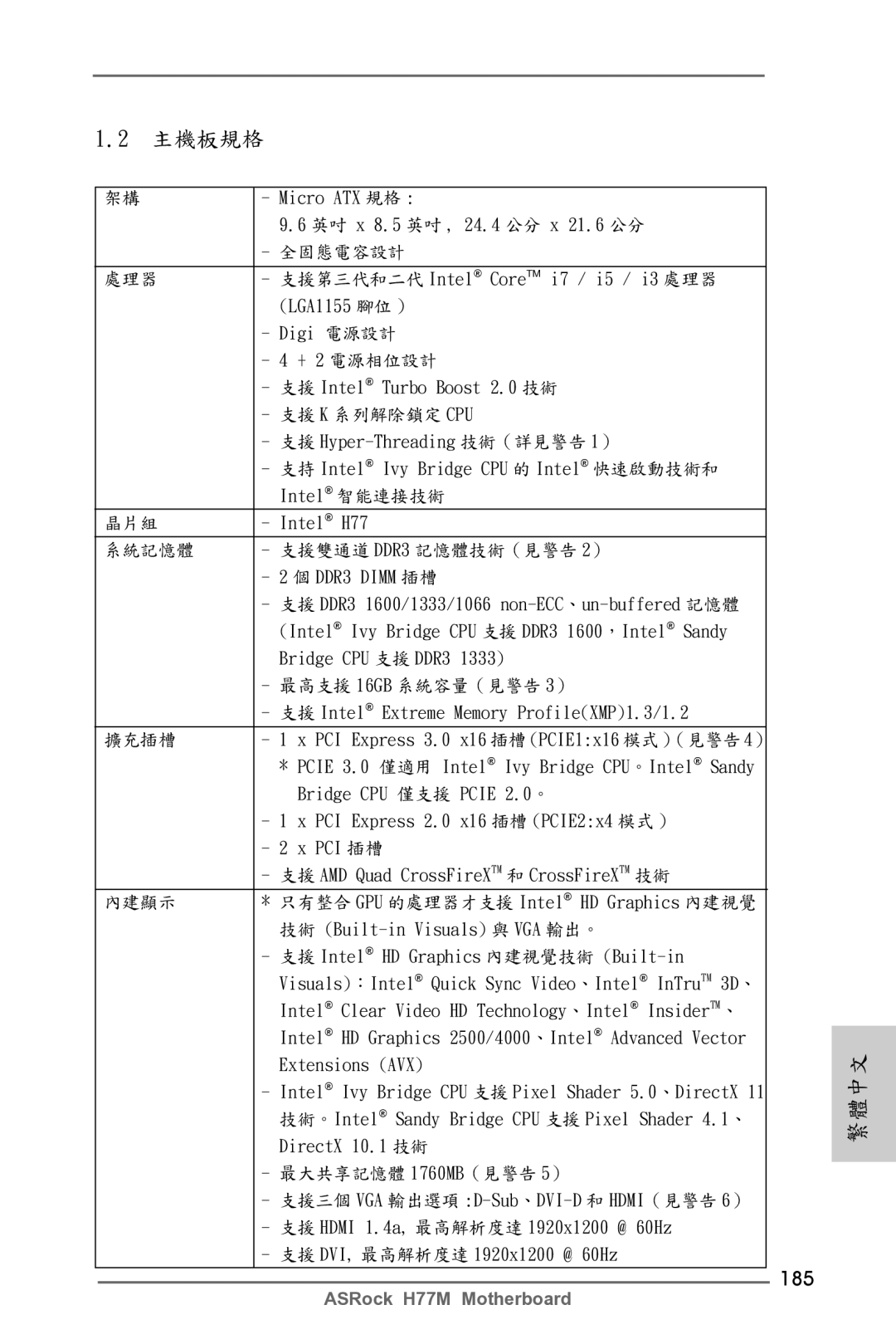 ASRock H77M manual 185 