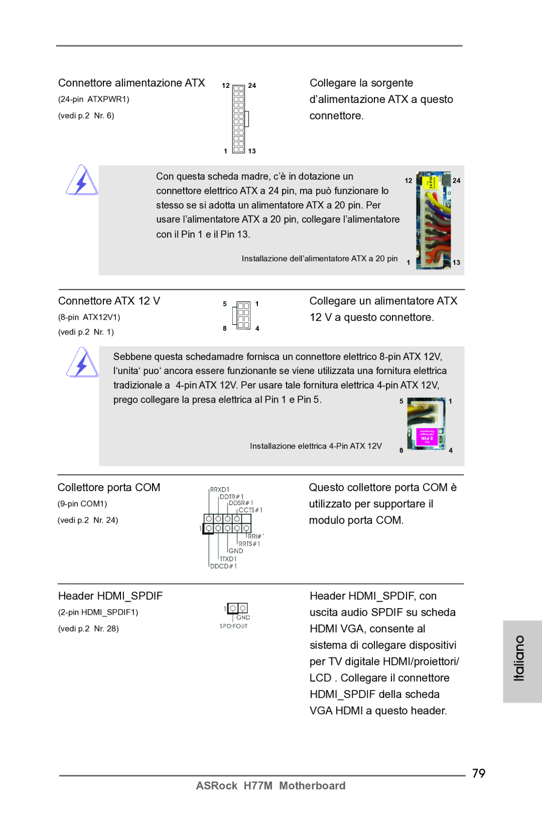 ASRock H77M manual Connettore ATX 12 