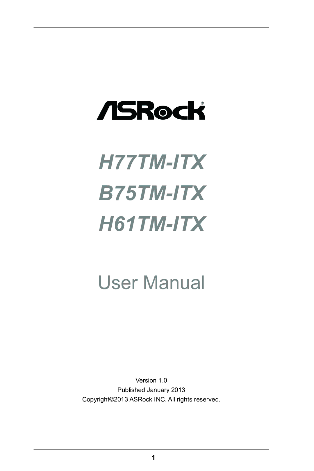 ASRock manual H77TM-ITX B75TM-ITX H61TM-ITX 