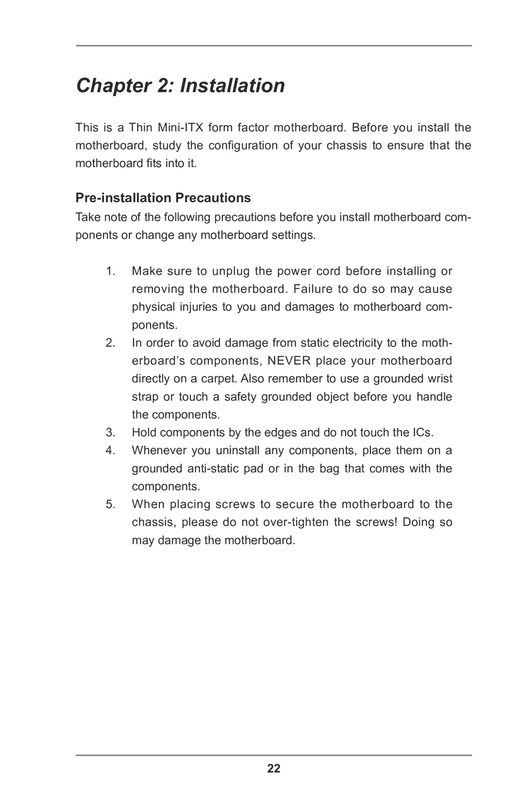 ASRock H77TM-ITX manual Installation, Pre-installation Precautions 