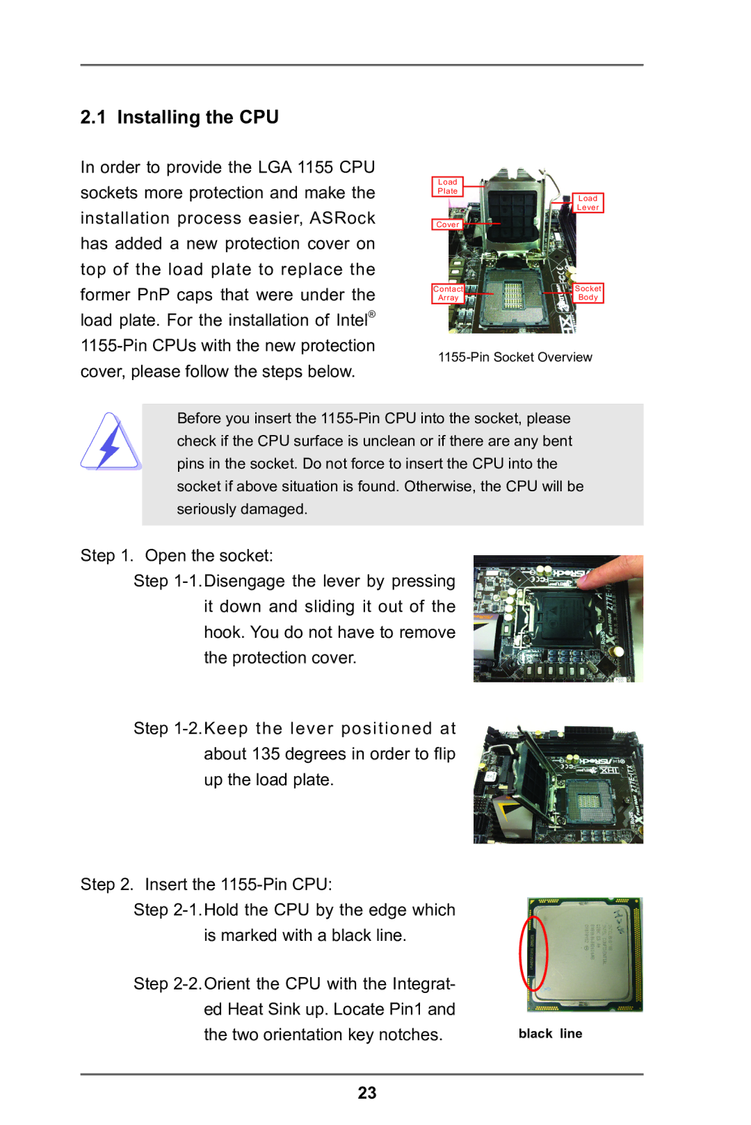 ASRock H77TM-ITX manual Installing the CPU 