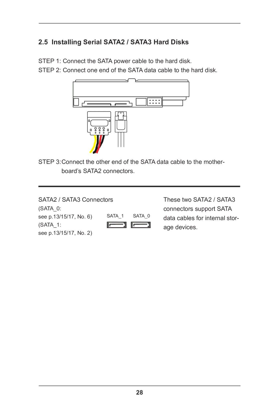 ASRock H77TM-ITX manual Installing Serial SATA2 / SATA3 Hard Disks 