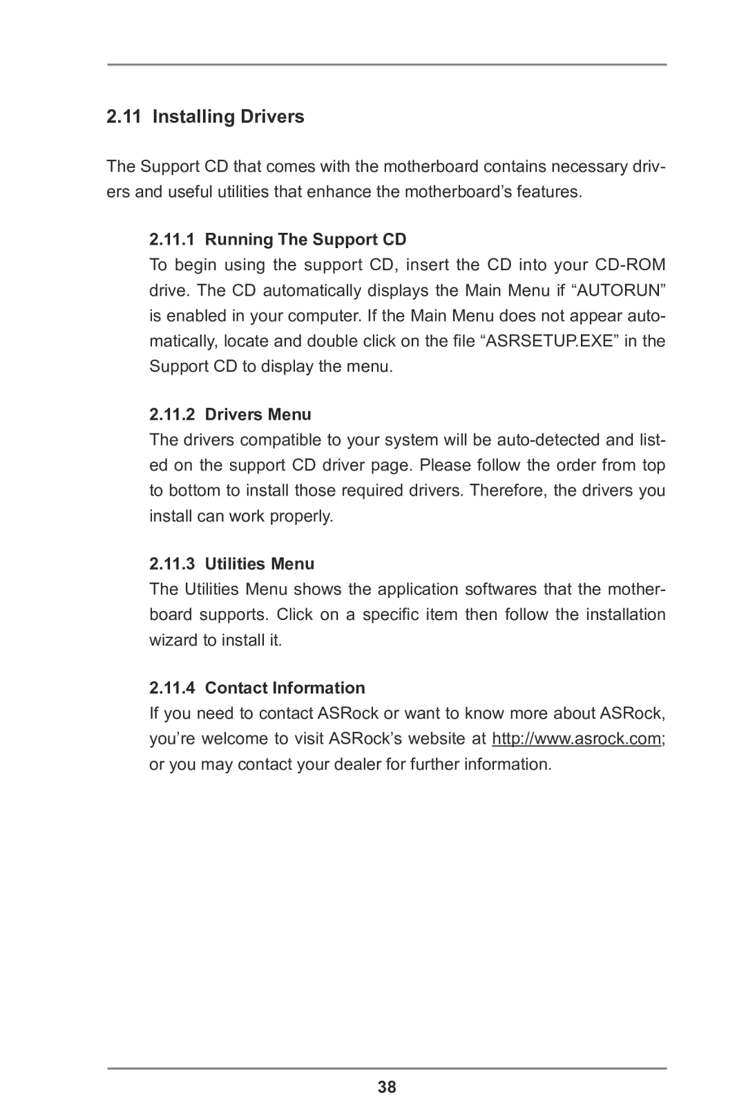 ASRock H77TM-ITX manual Installing Drivers, Running The Support CD, Drivers Menu, Utilities Menu, Contact Information 