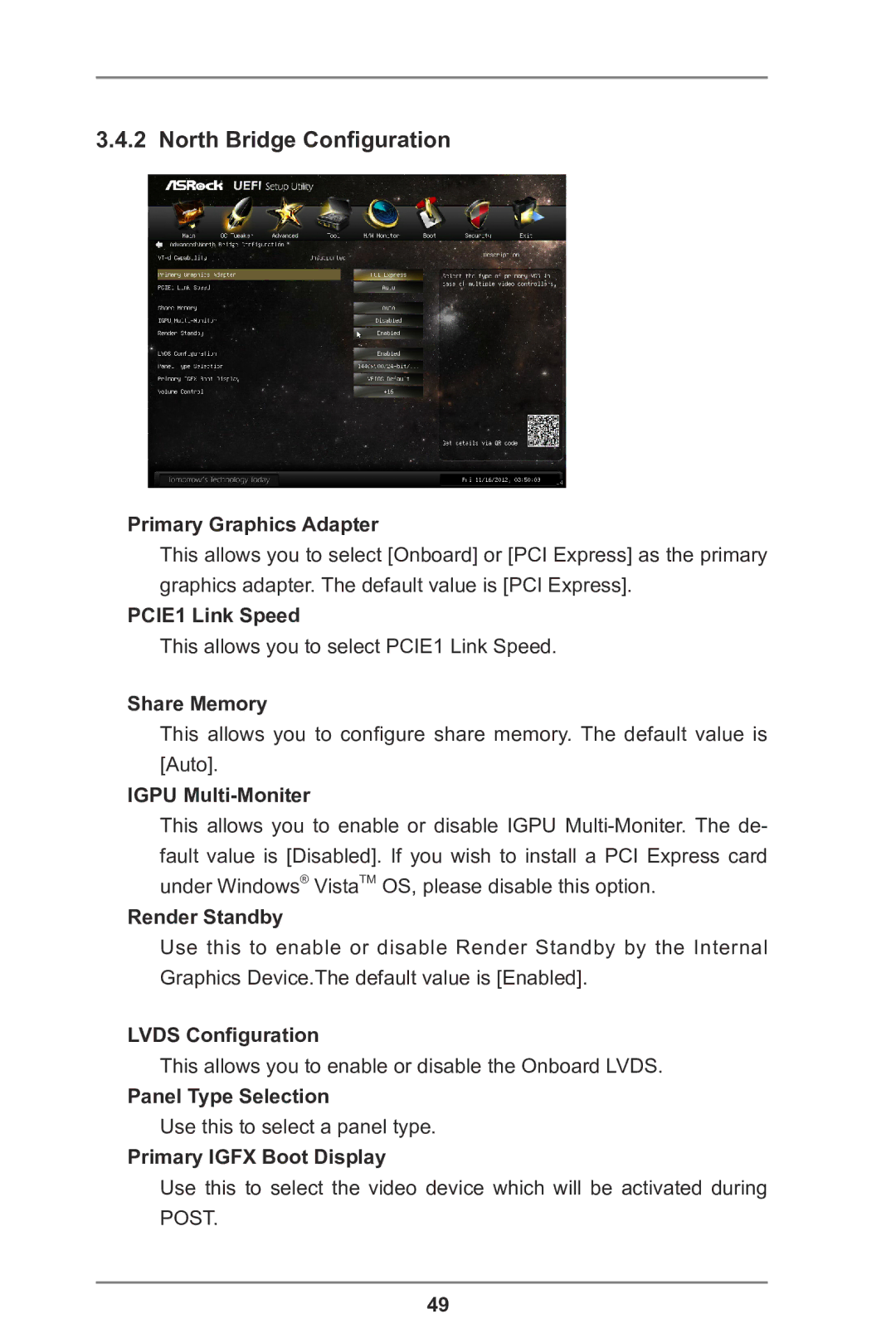 ASRock H77TM-ITX manual North Bridge Configuration 