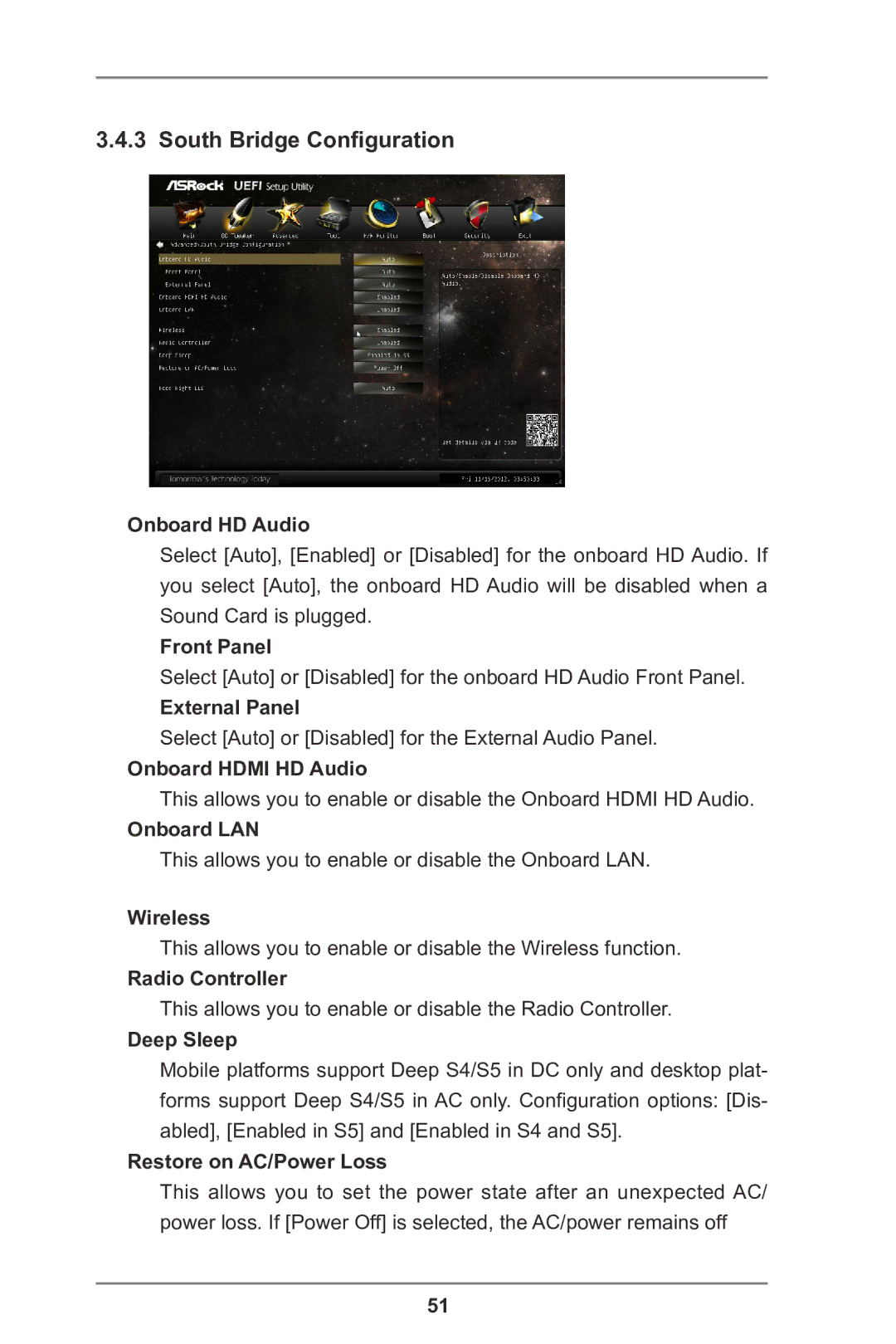 ASRock H77TM-ITX manual South Bridge Configuration 