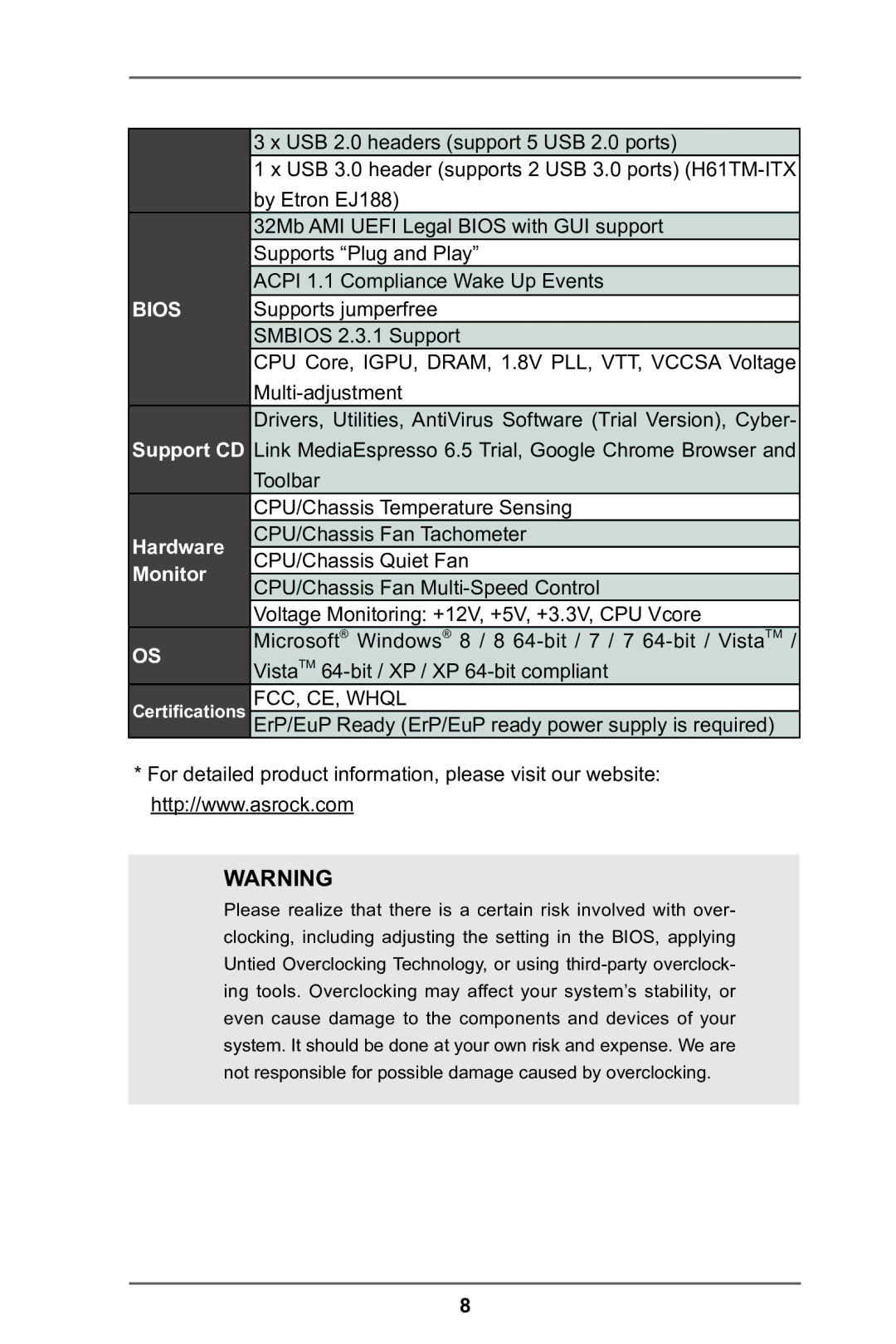 ASRock H77TM-ITX manual Bios 