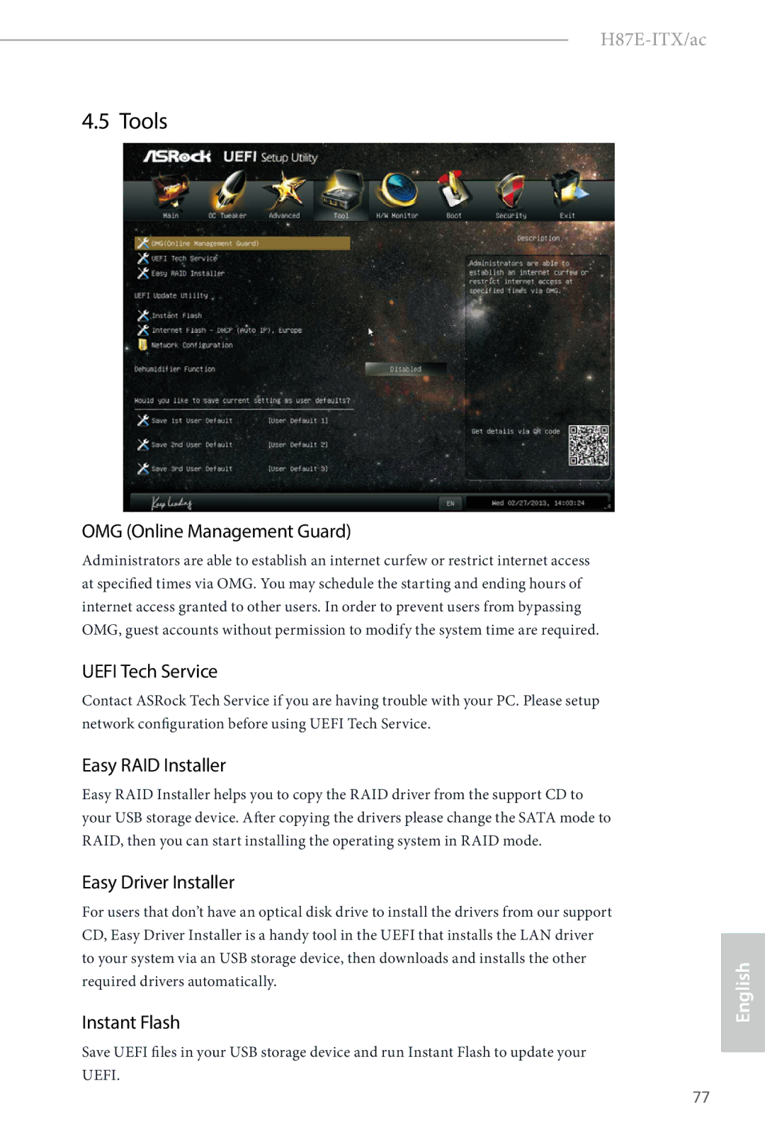 ASRock H87E-ITX/ac manual Tools 