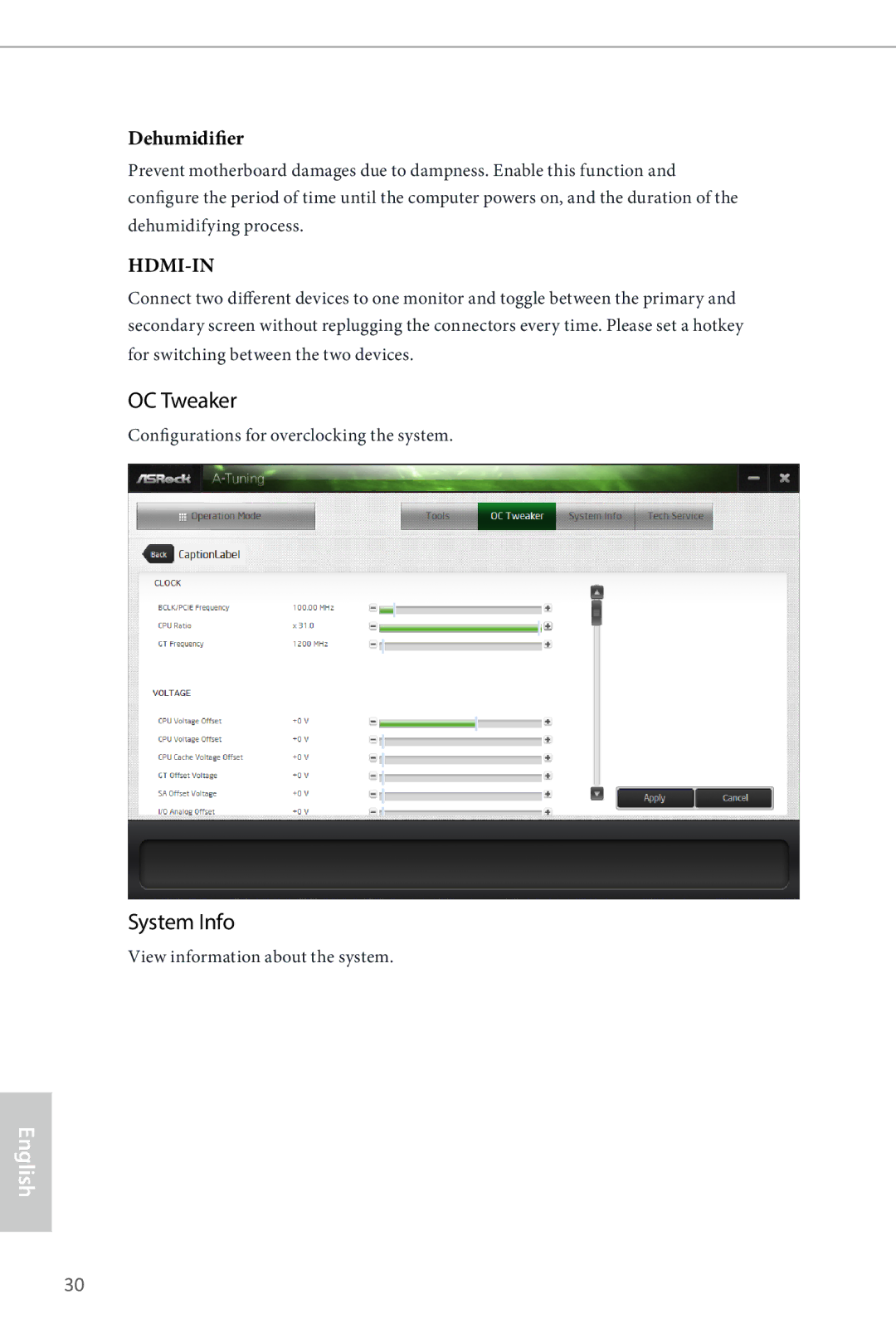 ASRock H87M-ITX manual OC Tweaker, System Info 