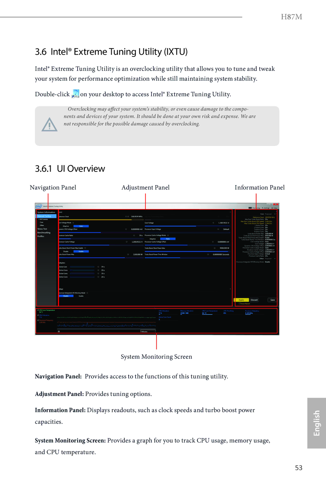 ASRock H87M manual Intel Extreme Tuning Utility Ixtu, UI Overview 